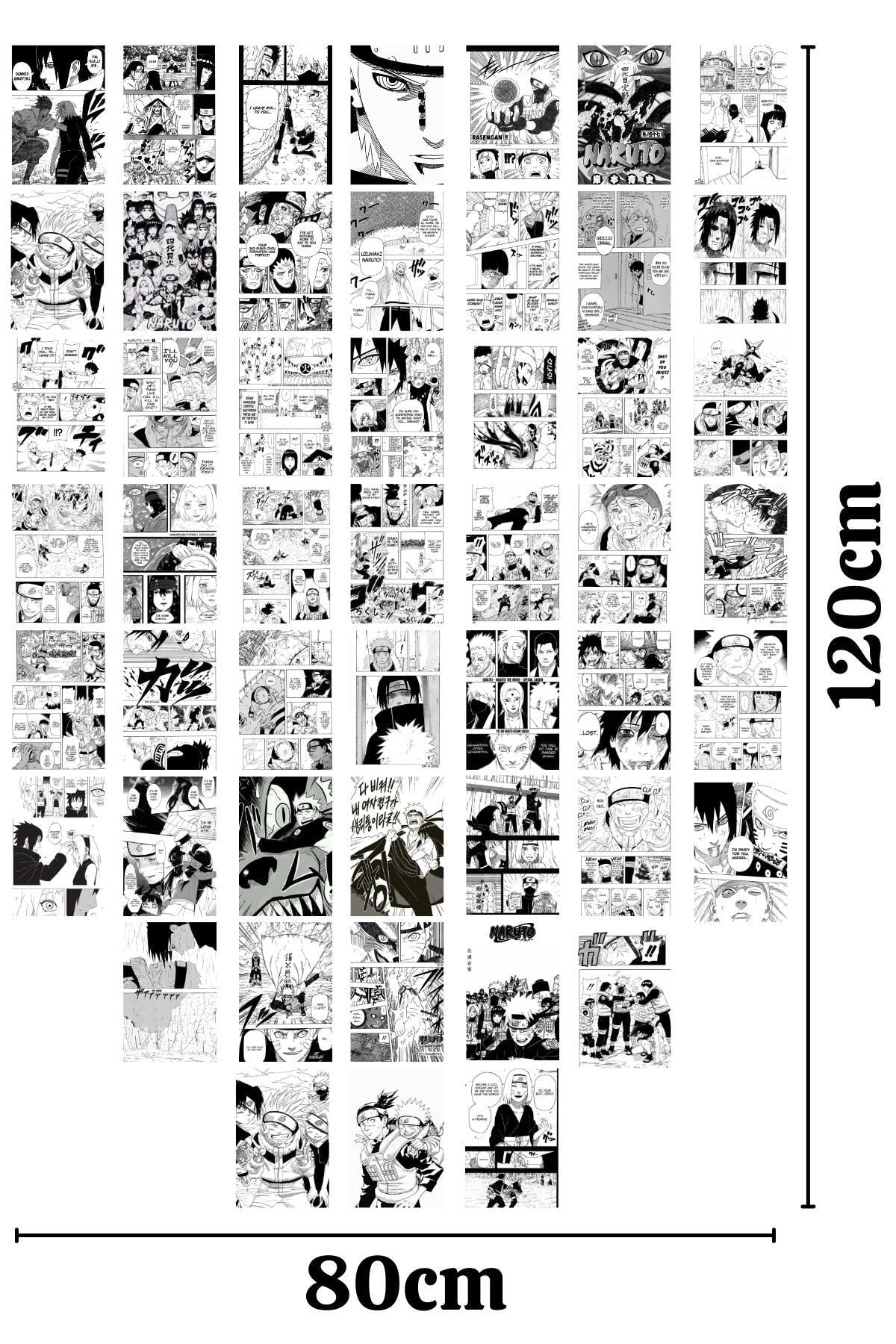 Naruto Poster Seti, Arkası Yapışkanlı 50 Adet Manga Ve Anime Poster Kolaj Seti, Kutulu Set