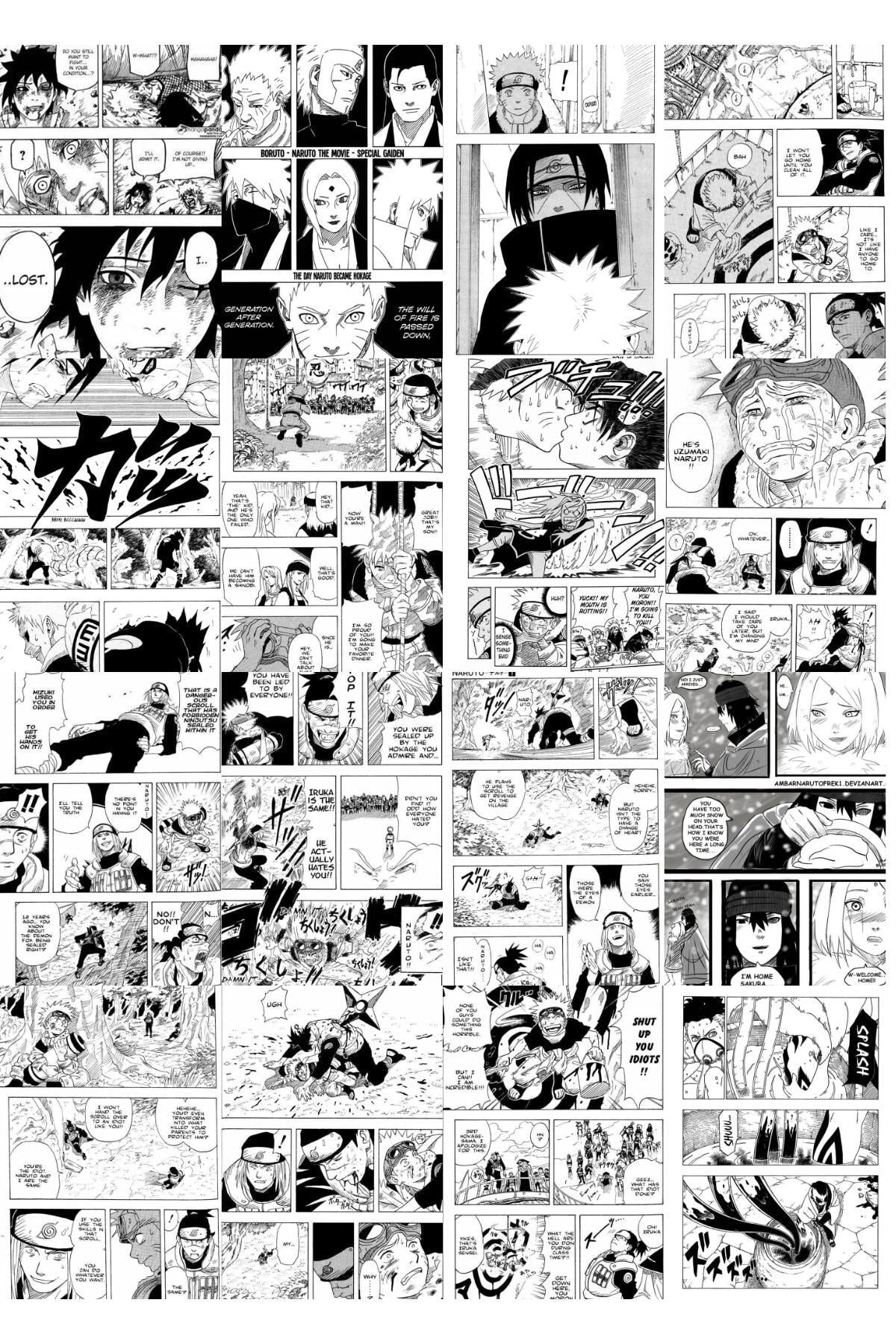 Naruto Poster Seti, Arkası Yapışkanlı 50 Adet Manga Ve Anime Poster Kolaj Seti, Kutulu Set