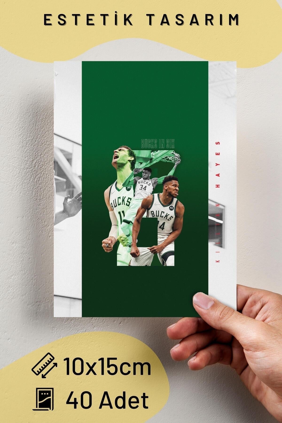 NBA Kolaj Seti, NBA Poster Seti, Spor Duvar Posteri Seti Bant Hediyeli - 40 Adet 10*15cm