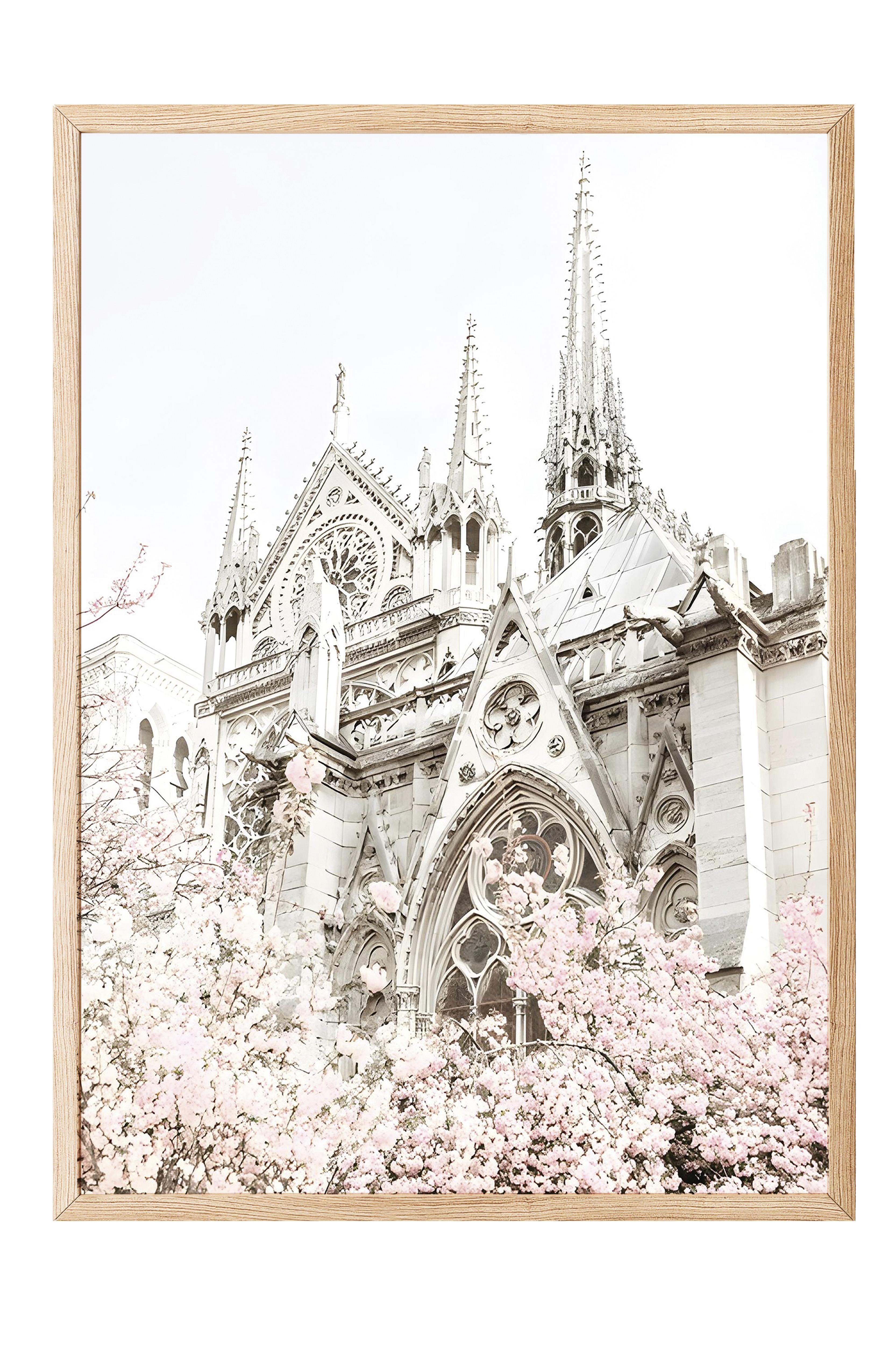 Notre Dame in Bloom Çerçeveli Tablo, Ahşap Çerçeve ve Poster, Duvar Tablosu Comfort Serisi NO:108370