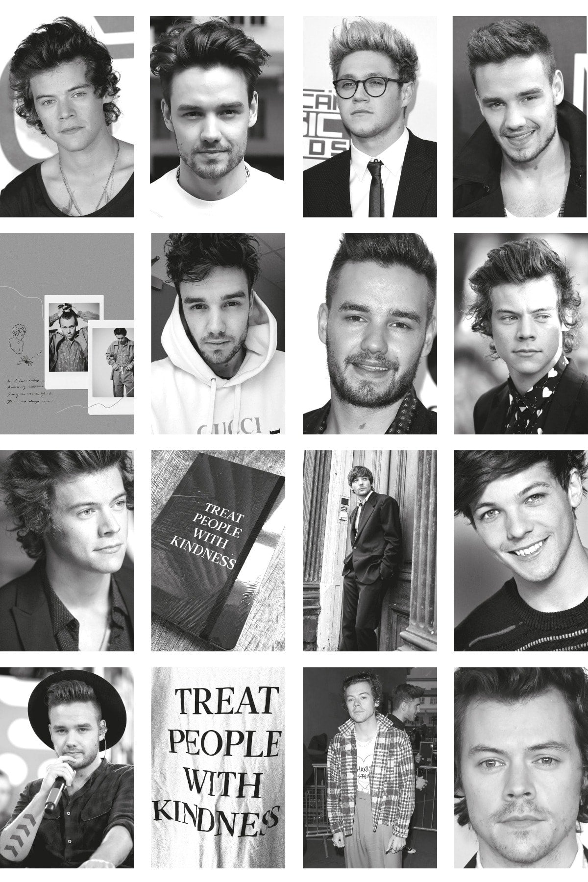 One Direction Duvar Posteri Seti - Arkası Yapışkanlı Kolaj Seti - 50 Adet - 10cm*15cm - Kutulu Set