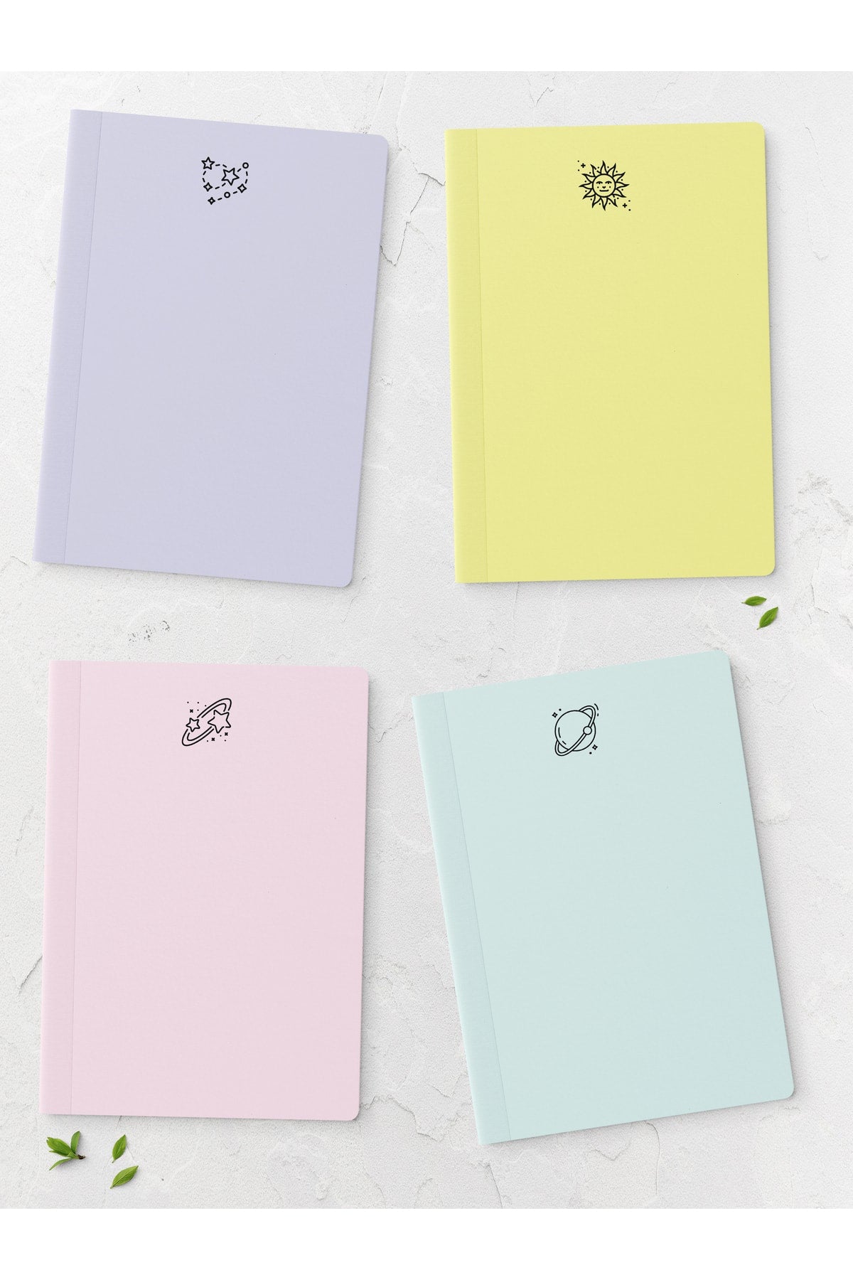 Pastel Temalı Defter Seti - 4 Adet - 14cm*20cm - 64 Sayfa - Çizgisiz