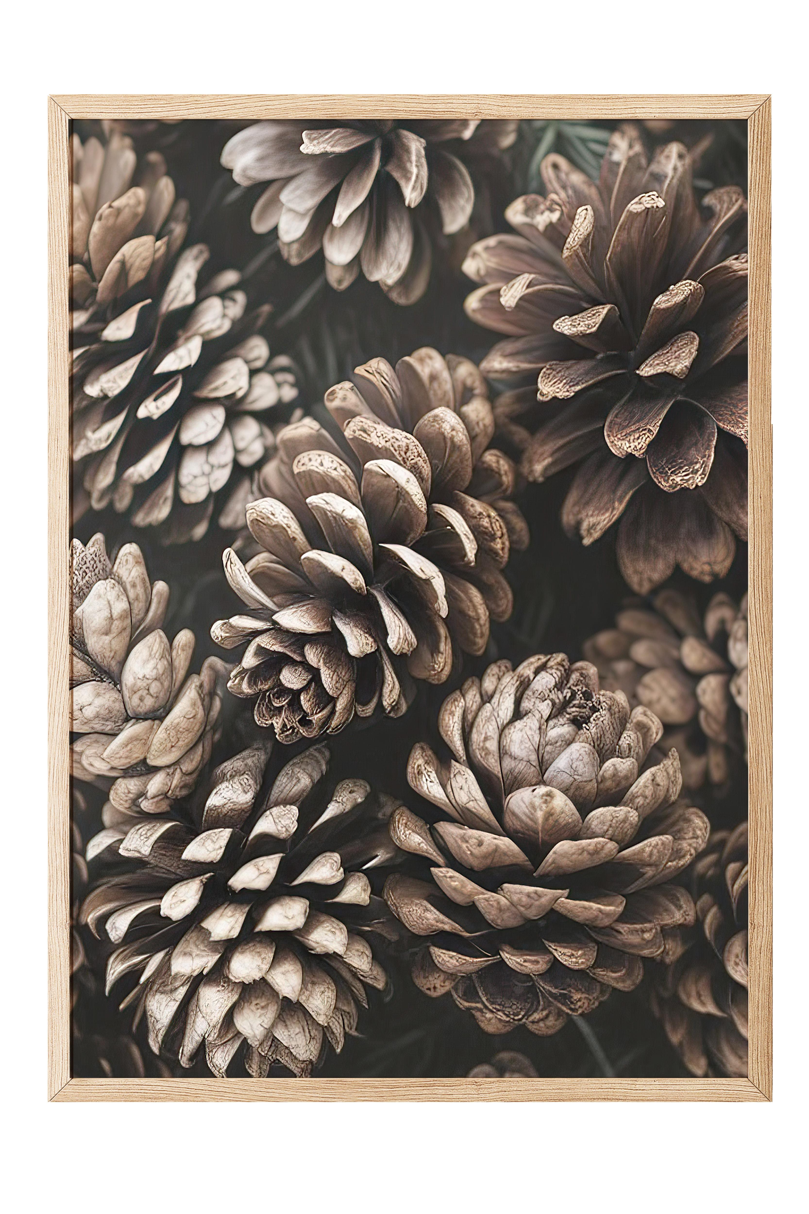 Pine Cones Çerçeveli Tablo, Ahşap Çerçeve ve Poster, Dikey Duvar Tablosu Comfort Serisi NO:108341