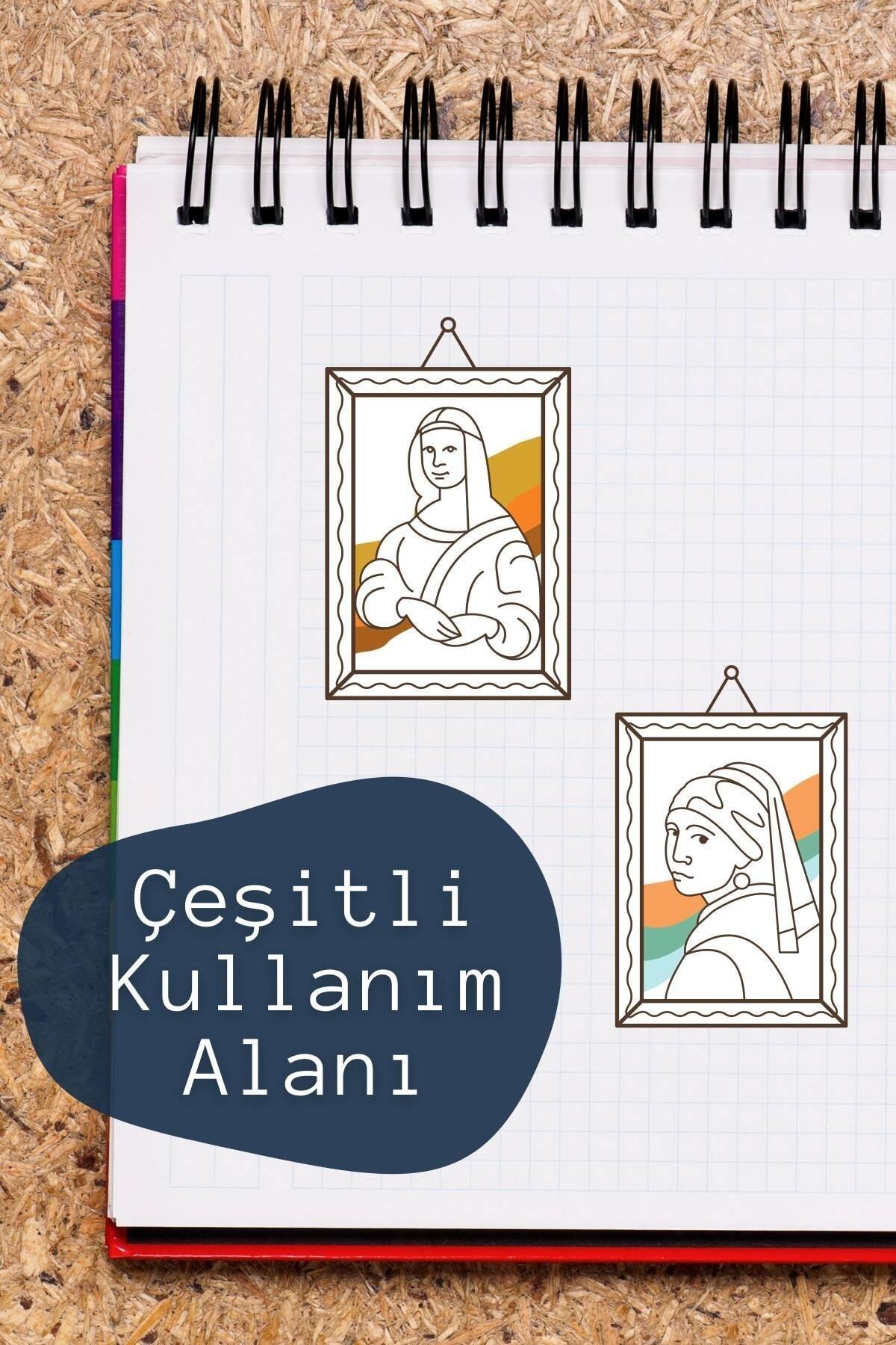 Ressamlar Temalı Sticker Seti - 16 Adet Etiket Seti- Telefon, Tablet, Defter Laptop Uyumlu Etiket