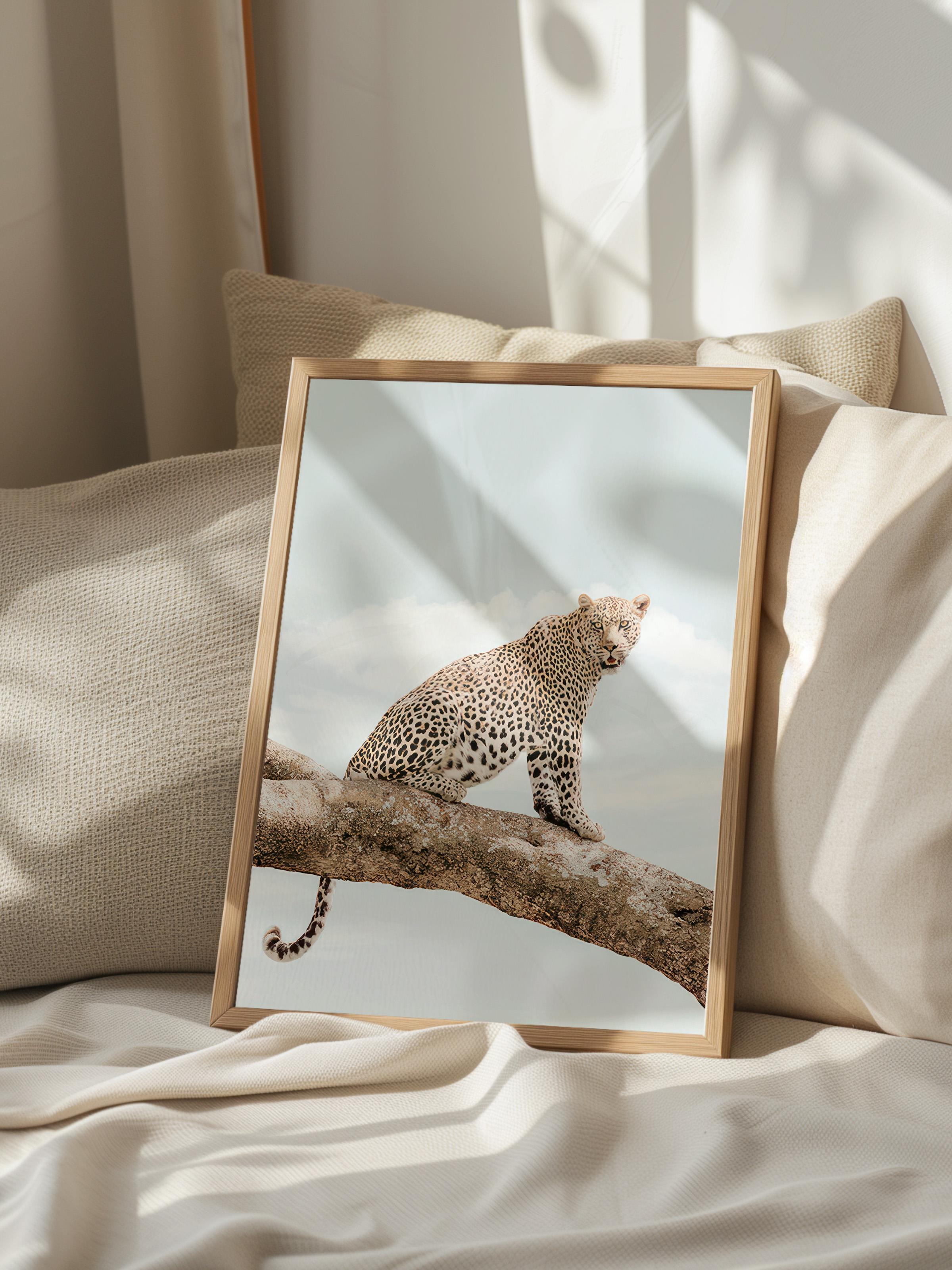 Resting Leopard Çerçeveli Tablo, Ahşap Çerçeve ve Poster, Duvar Tablosu Comfort Serisi NO:108465