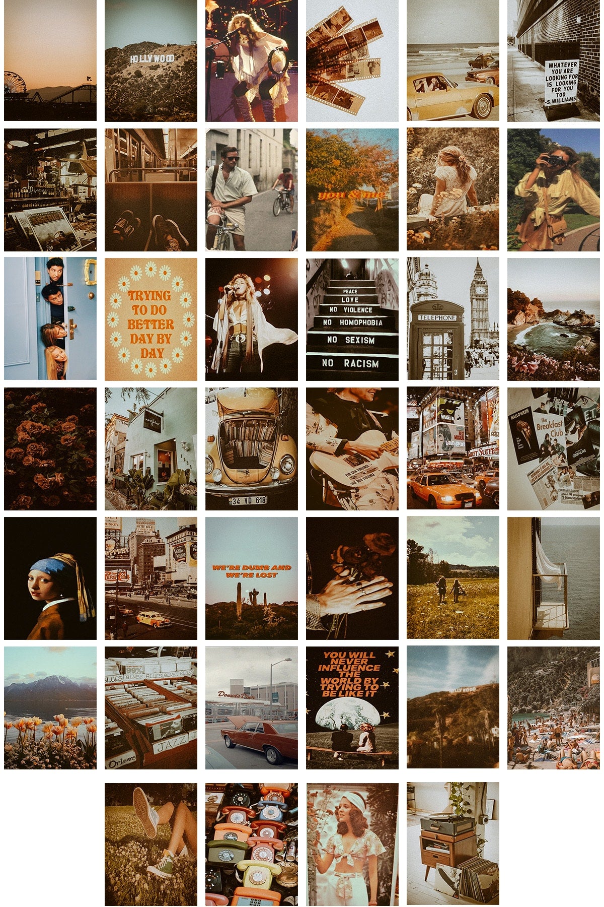 Retro Duvar Posteri Kolaj Seti - 40 Adet - Arkası Yapışkanlı Vintage Poster Seti - 10cm*15cm