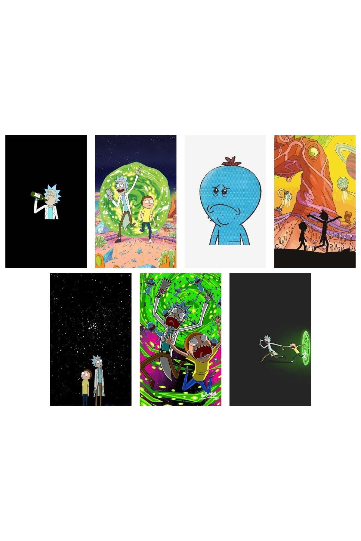 Rick And Morty Duvar Poster Seti - Kolaj Set - 40 Adet - Kalın Kuşe Kağıt - 10cm*14cm