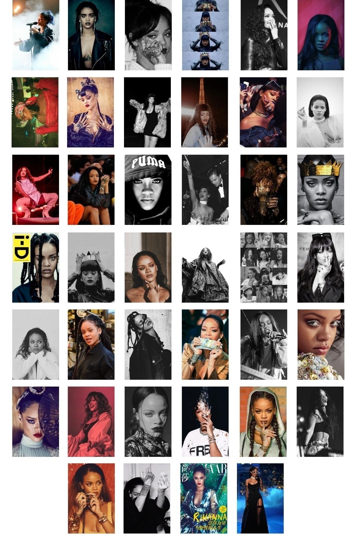 Rihanna Poster Seti, Rihanna Kolaj Seti, 10x15cm - 40 Adet Poster, Kutulu Set