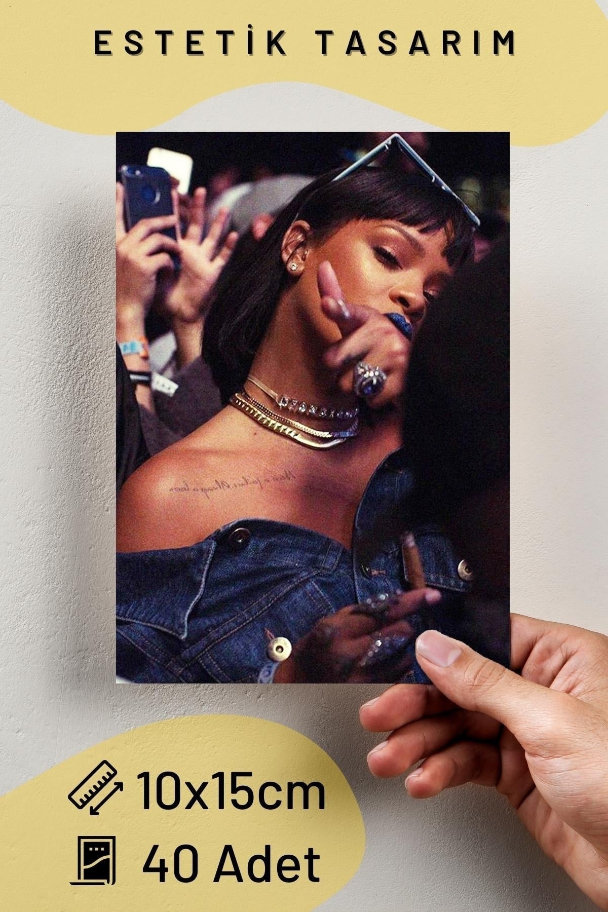 Rihanna Poster Seti, Rihanna Kolaj Seti, 10x15cm - 40 Adet Poster, Kutulu Set