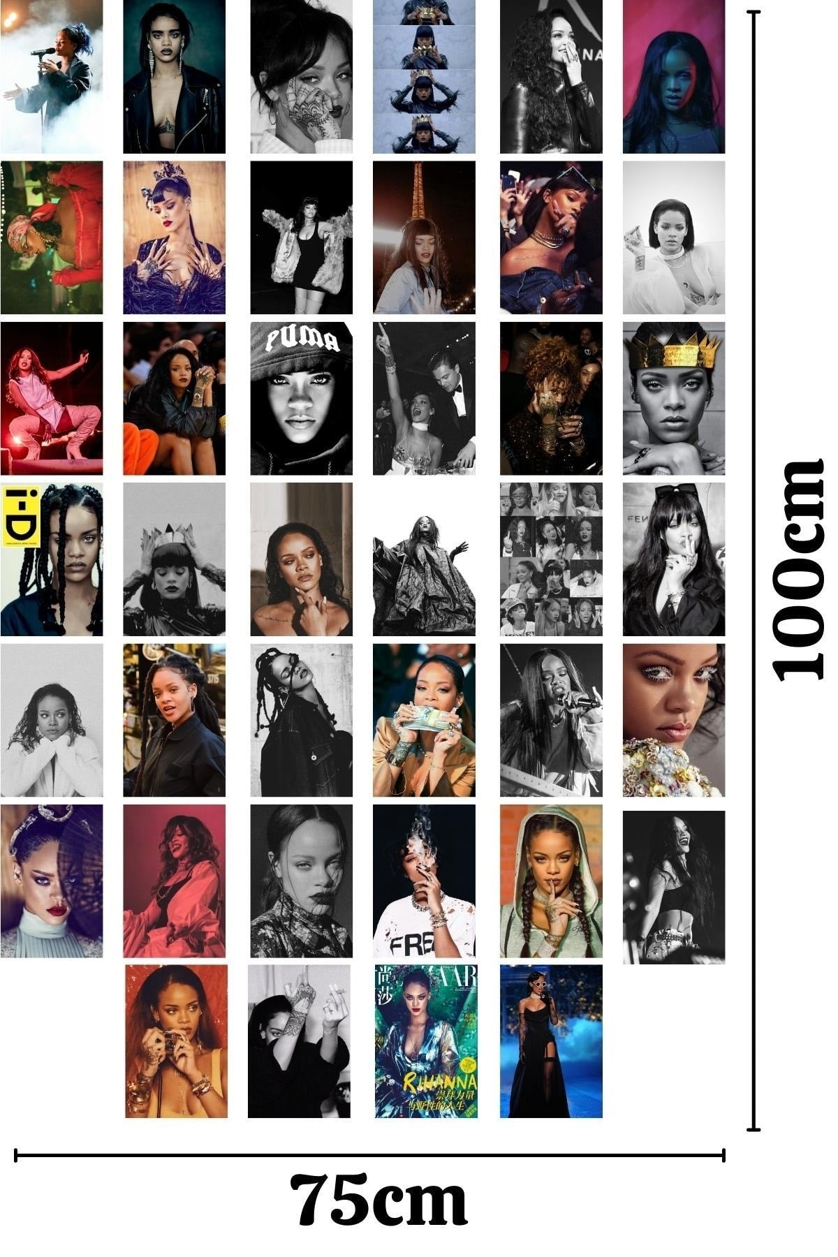 Rihanna Poster Seti, Rihanna Kolaj Seti, 10x15cm - 40 Adet Poster, Kutulu Set