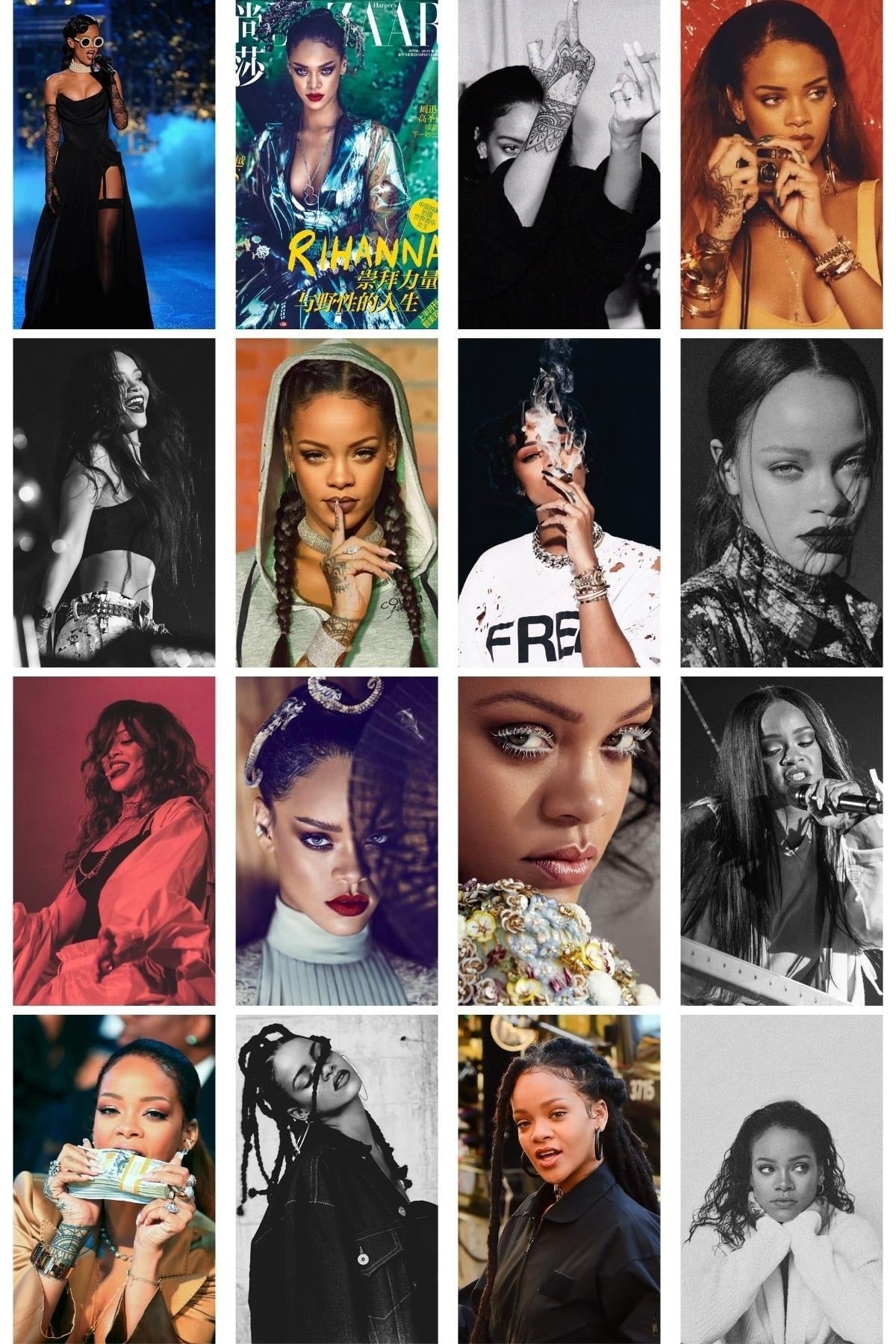 Rihanna Poster Seti, Rihanna Kolaj Seti, 10x15cm - 40 Adet Poster, Kutulu Set