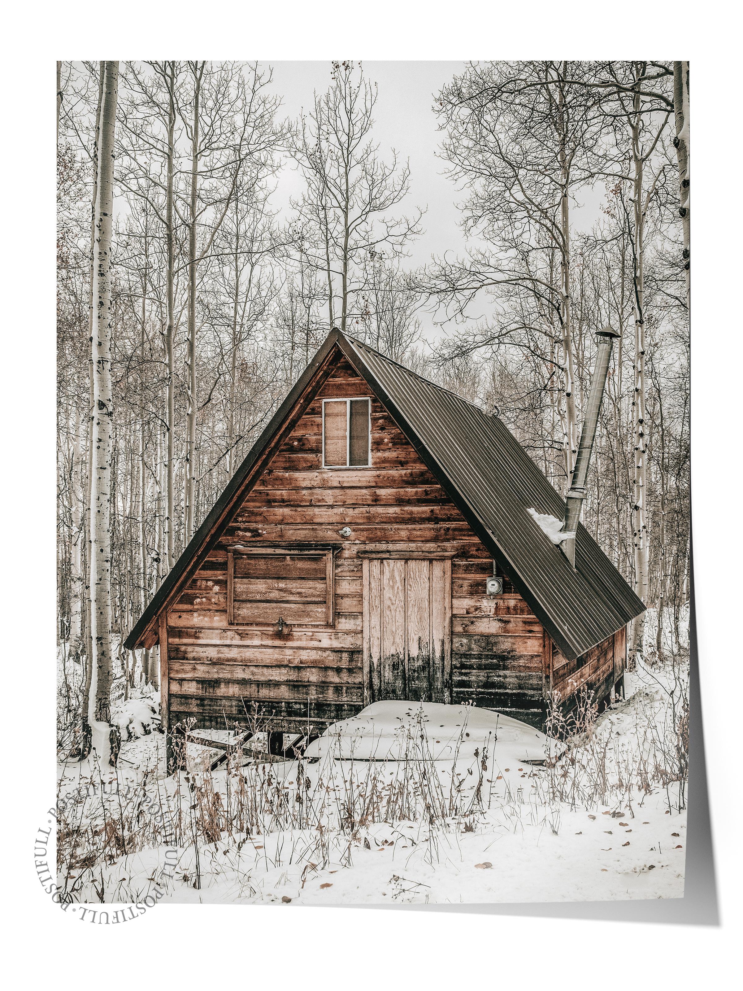 Rustic Çerçevesiz Poster, İskandinav Beyaz Tablo, NO:415 Kulübe Fotoğraf, Yatay