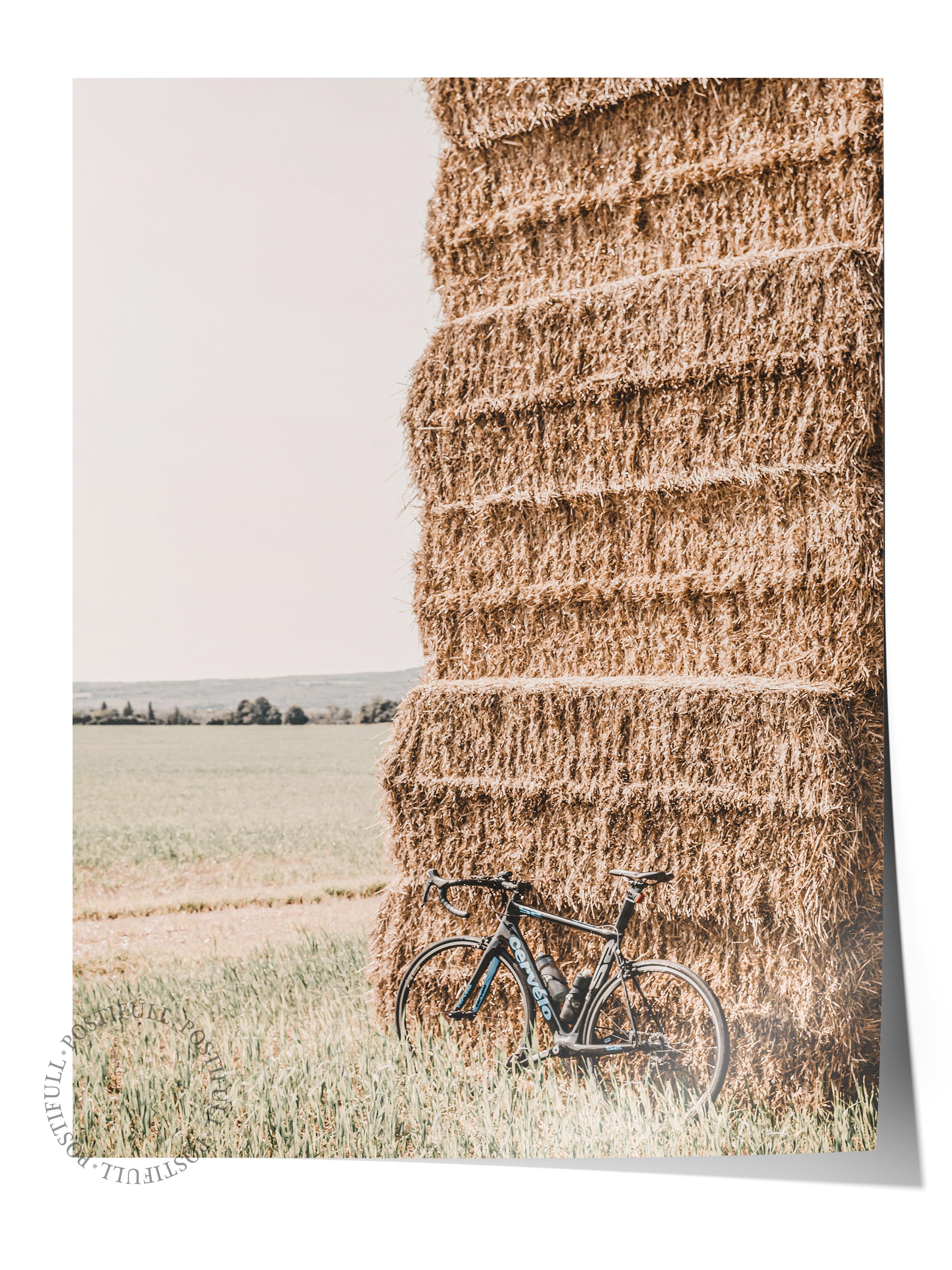 Rustic Çerçevesiz Poster, İskandinav Kahverengi Tablo, NO:376 Saman Balyası Fotoğraf, Dikey