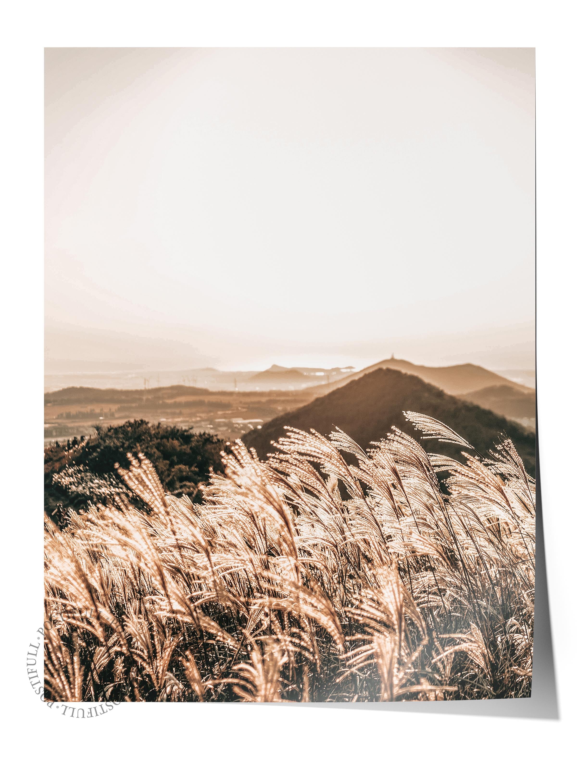 Rustic Çerçevesiz Poster, İskandinav Kahverengi Tablo, NO:401 Dağ Manzarası Fotoğraf, Yatay