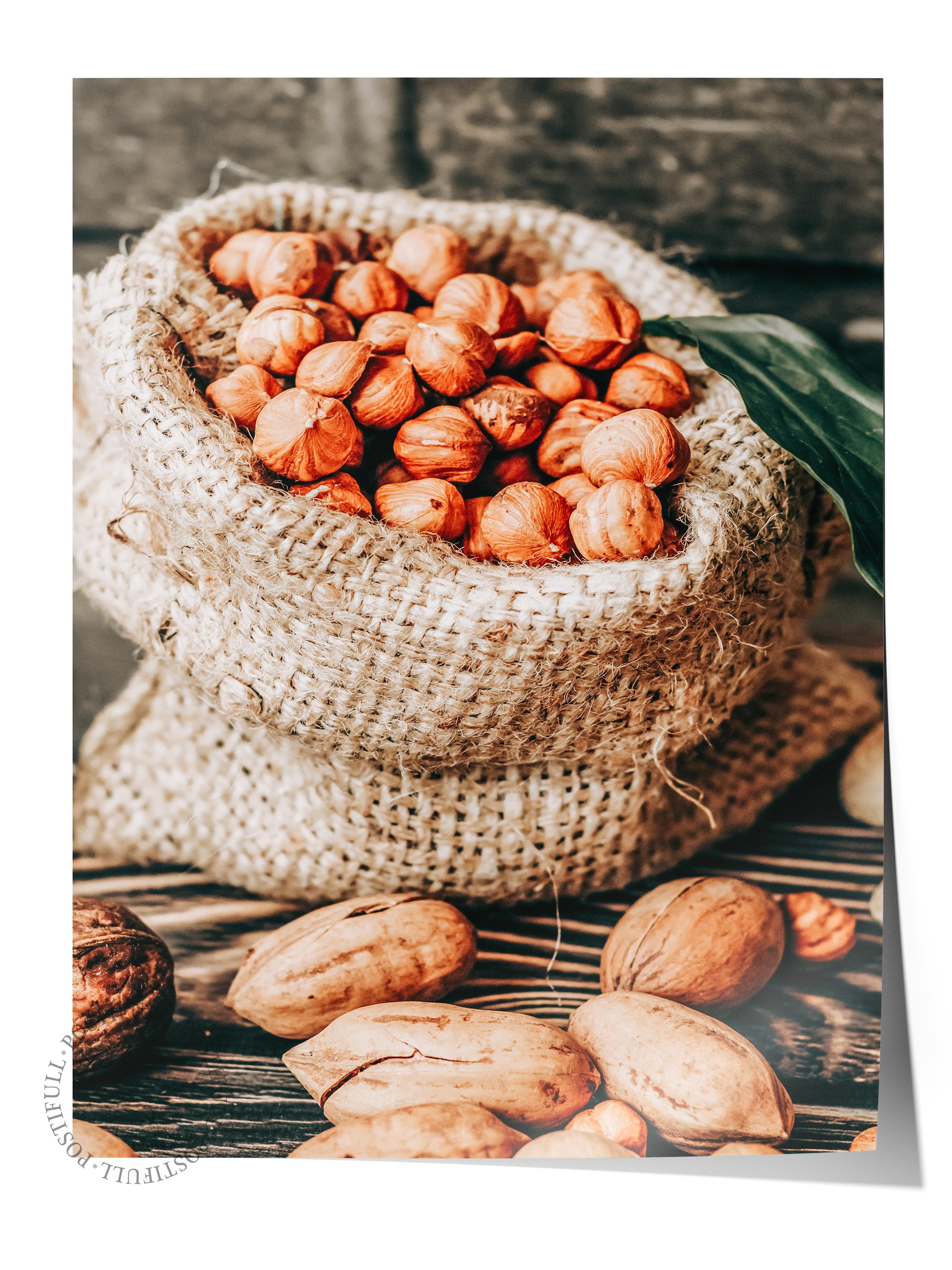 Rustic Çerçevesiz Poster, İskandinav Kahverengi Tablo, NO:438 Fındık Fotoğraf, Yatay