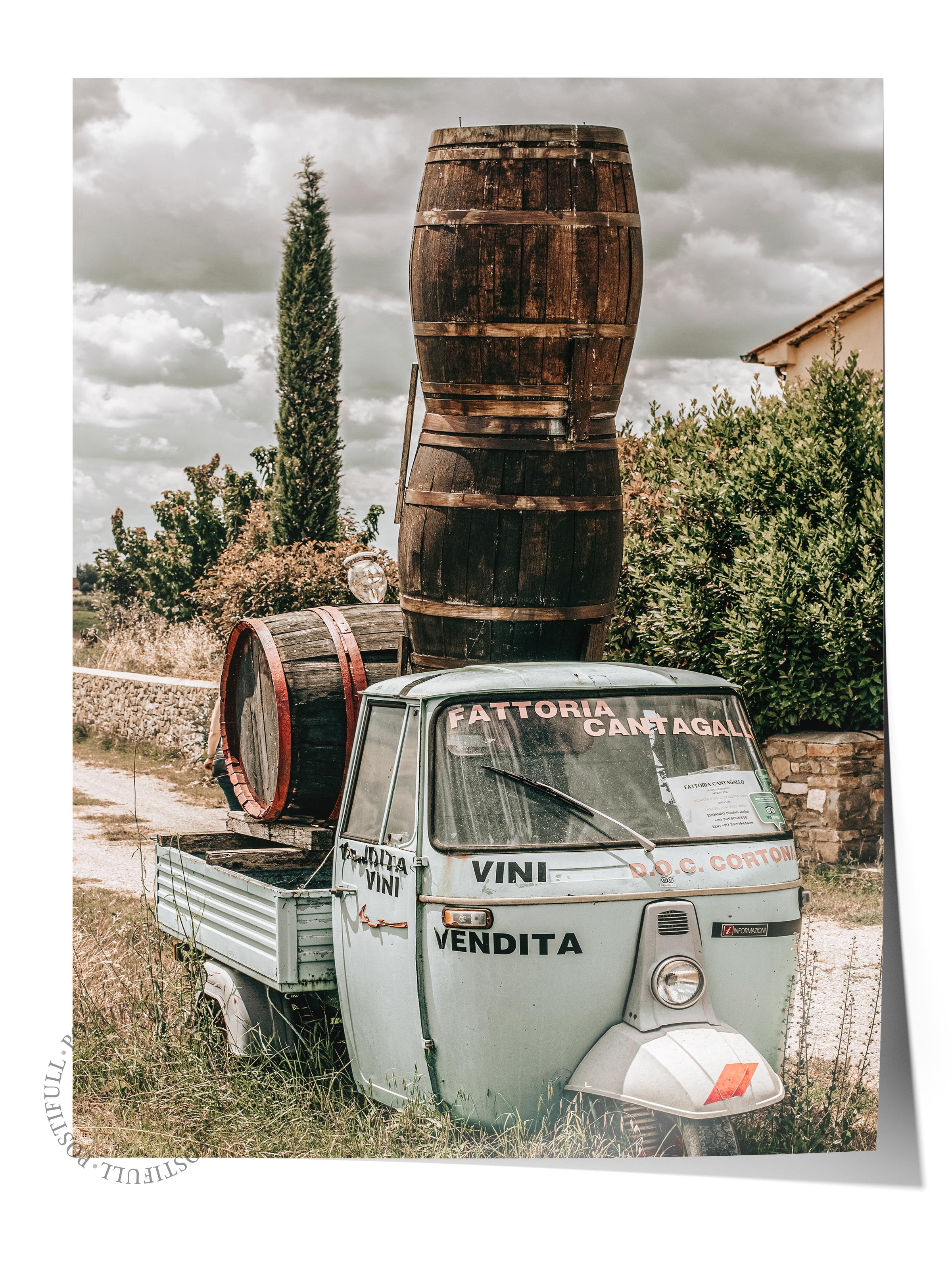 Rustic Çerçevesiz Poster, İskandinav Kahverengi Tablo, NO:443 Traktör Fotoğraf, Yatay