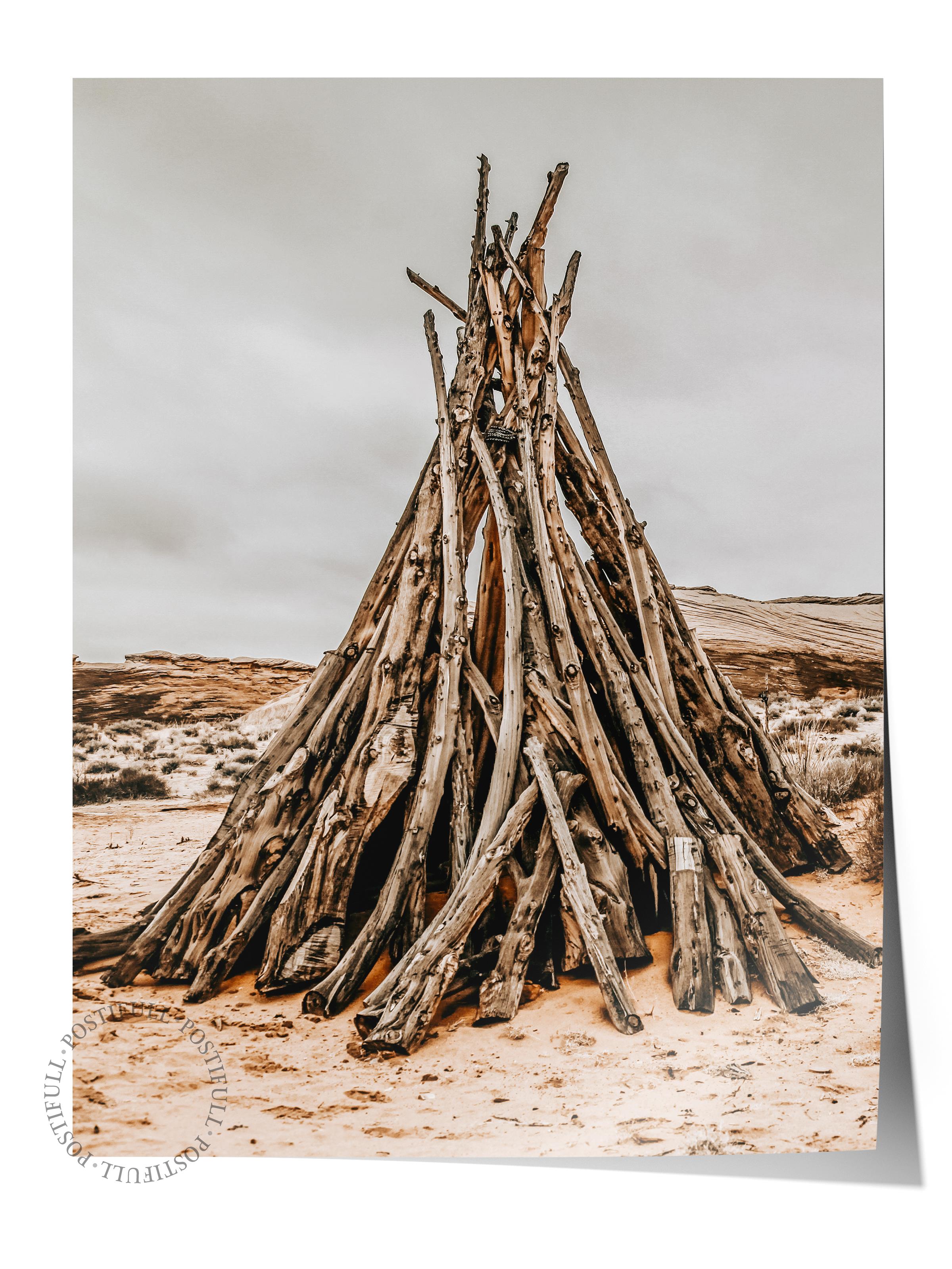 Rustic Çerçevesiz Poster, İskandinav Kahverengi Tablo, NO:447 Odun Yığını Fotoğraf, Yatay