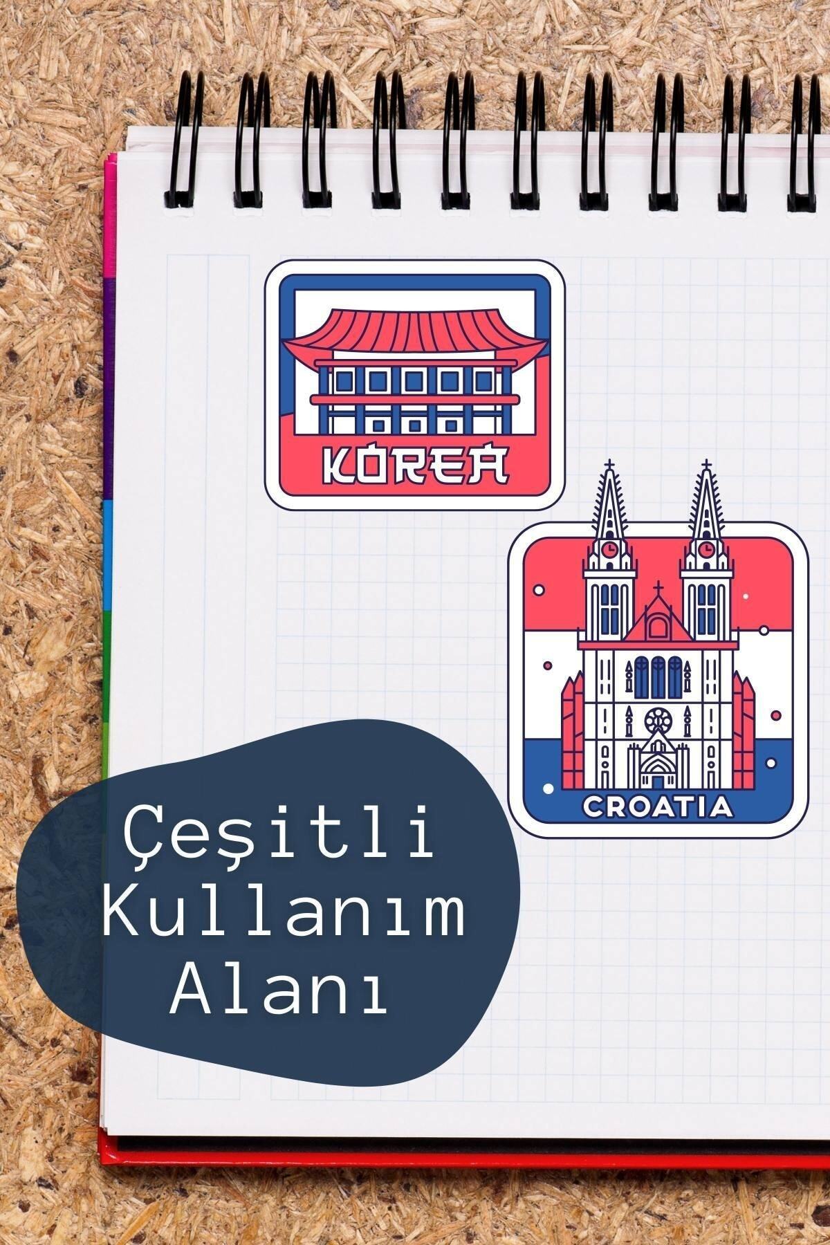 Seyahat Sticker Seti - 46 Adet Etiket Seti - Telefon, Tablet, Defter Laptop Uyumlu Etiket