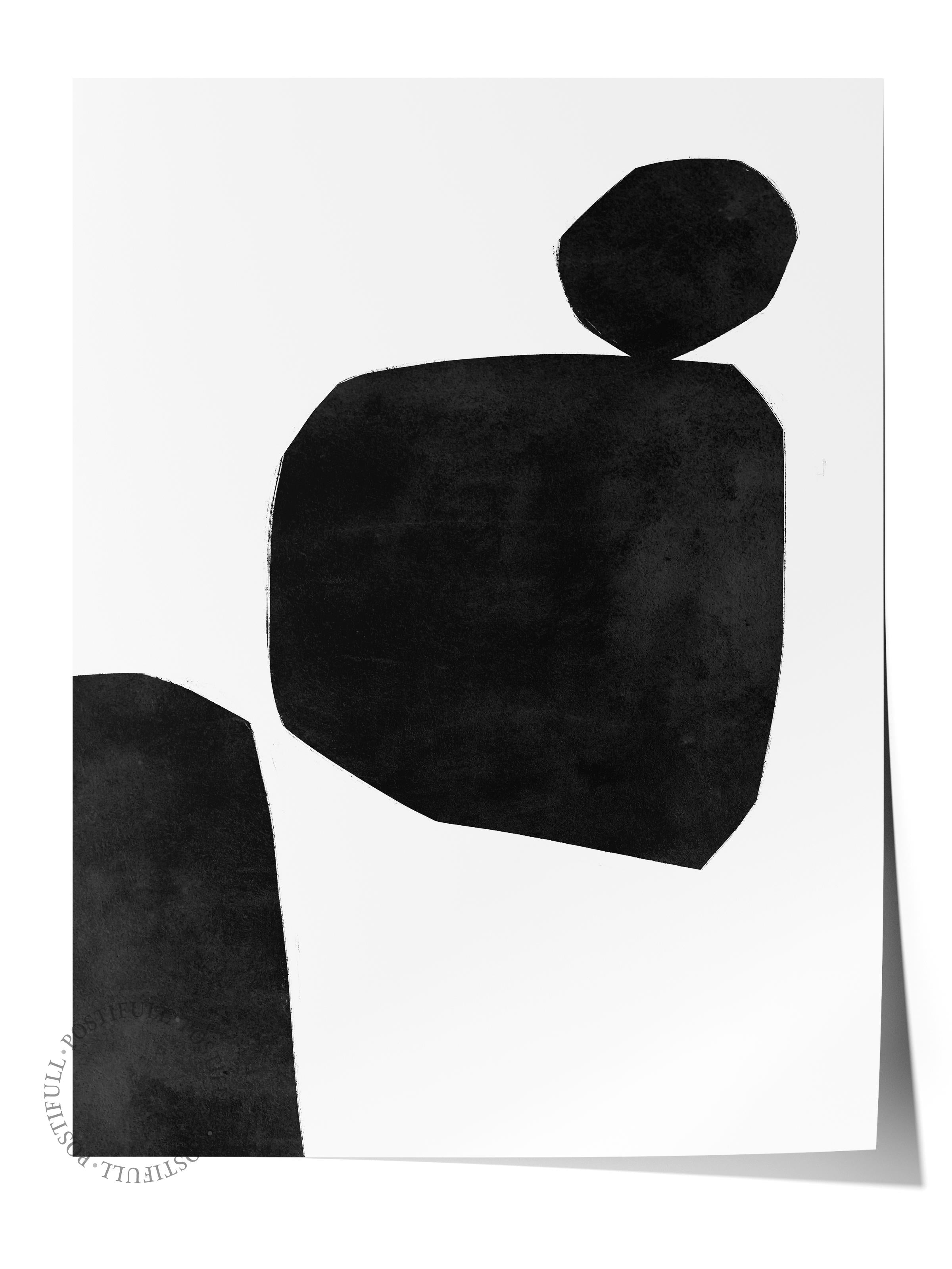 Siyah Beyaz Soyut Temalı Duvar Posteri, Modern Çerçevesiz Poster - Yatak Odası, Salon Duvar Dekoru