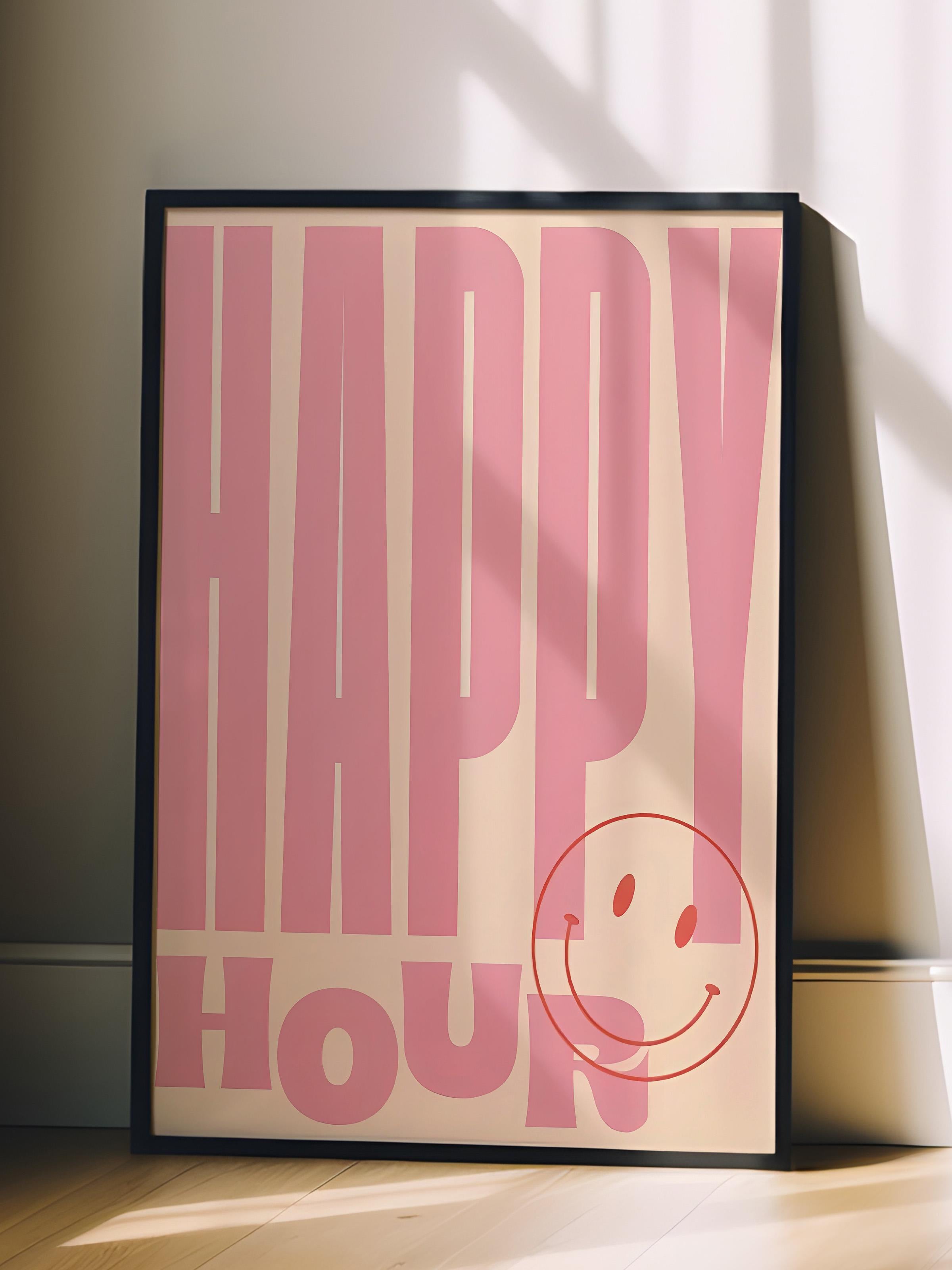 Siyah Çerçeveli Tablo, Poster ve Çerçeve Seti, Happy Hour Pink Comfort Serisi NO:108726