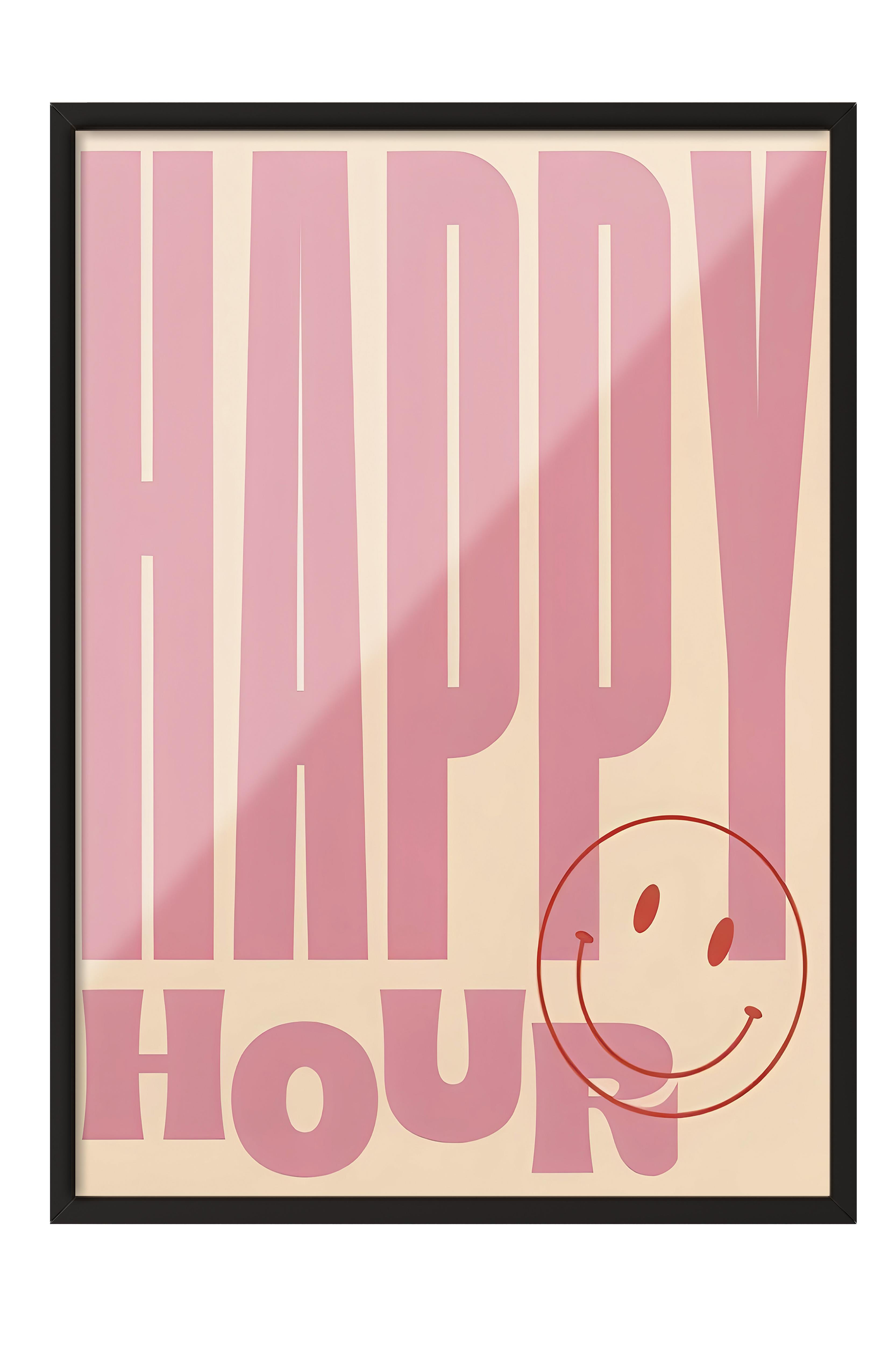 Siyah Çerçeveli Tablo, Poster ve Çerçeve Seti, Happy Hour Pink Comfort Serisi NO:108726