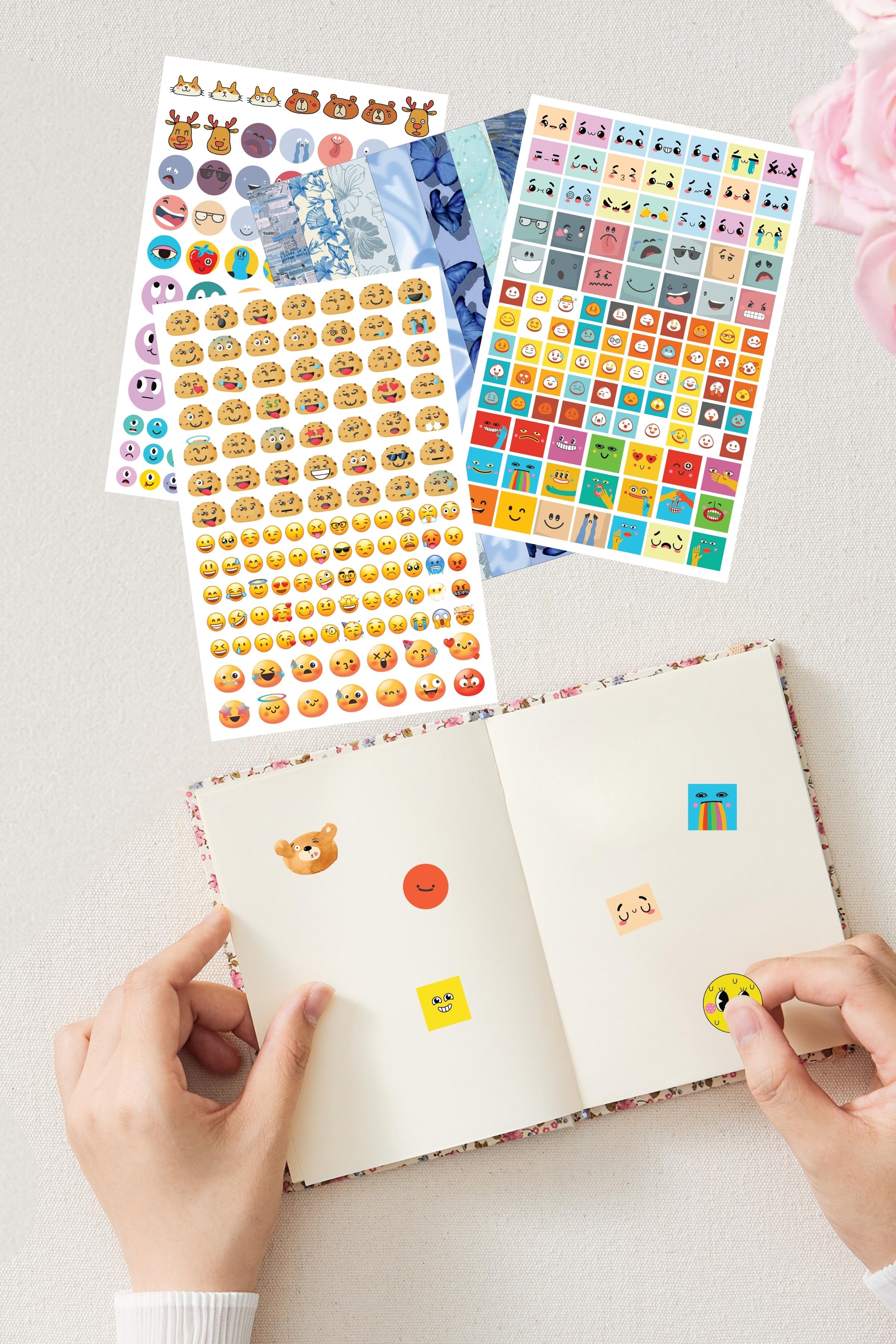 Sticker Defteri, 955 Adet Dev Sticker Etiket Seti, Renkli Emojiler ve Suratlar Etiket, Sticker Book