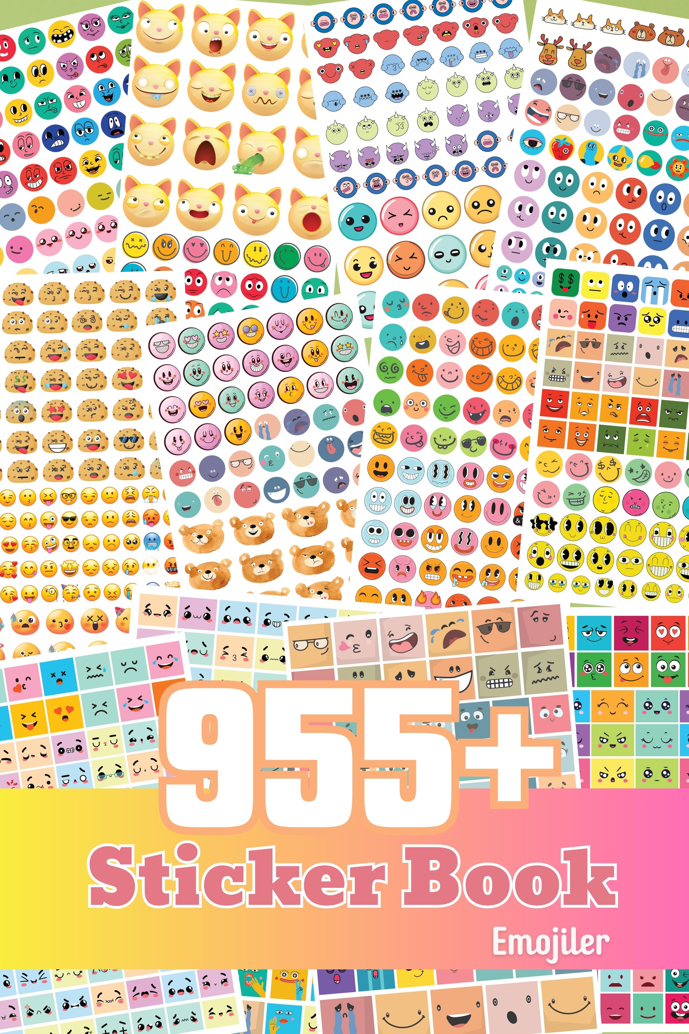 Sticker Defteri, 955 Adet Dev Sticker Etiket Seti, Renkli Emojiler ve Suratlar Etiket, Sticker Book