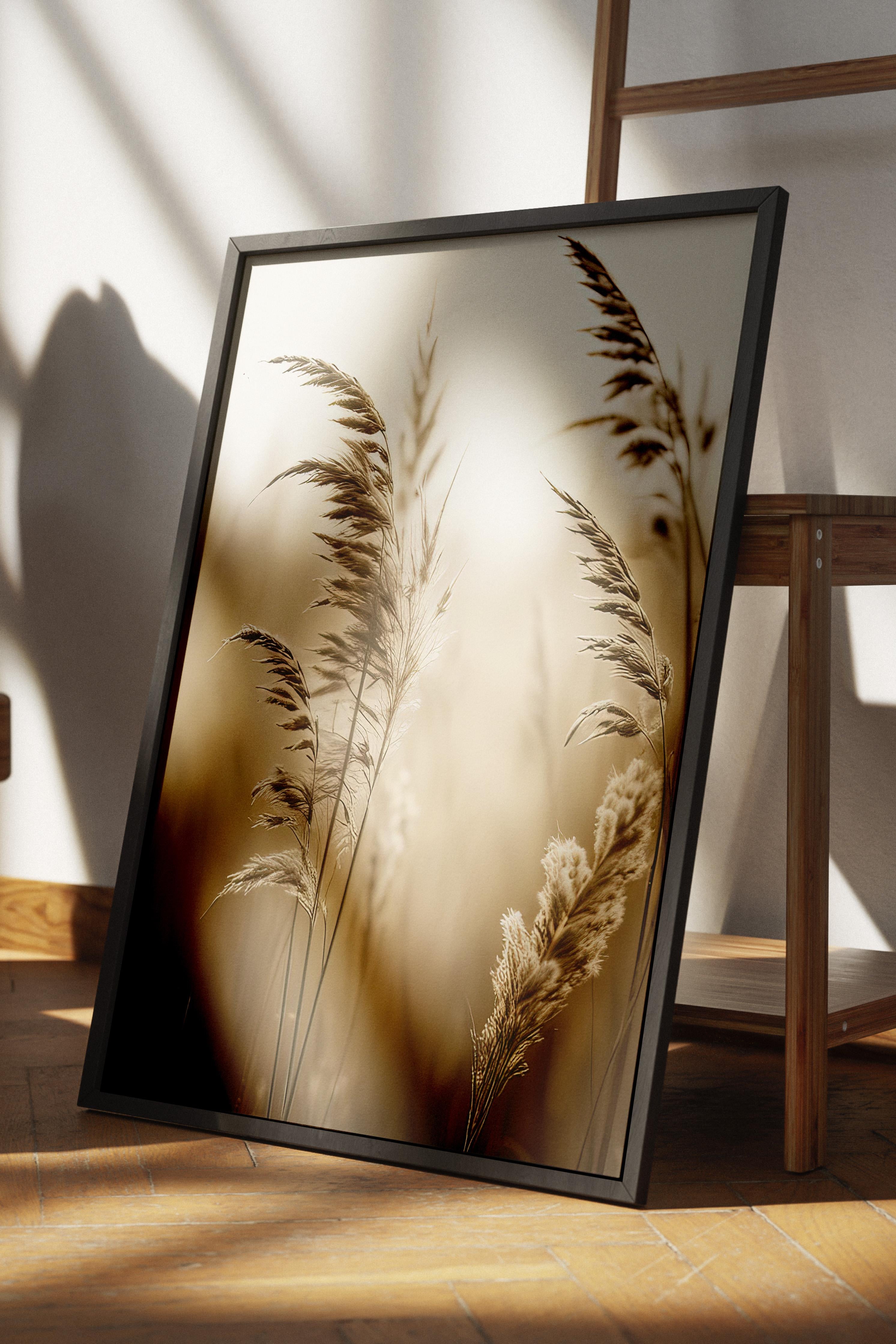 Sunlight Reed Çerçeveli Tablo, Siyah Çerçeve ve Poster, Dikey Duvar Tablosu Comfort Serisi NO:108409