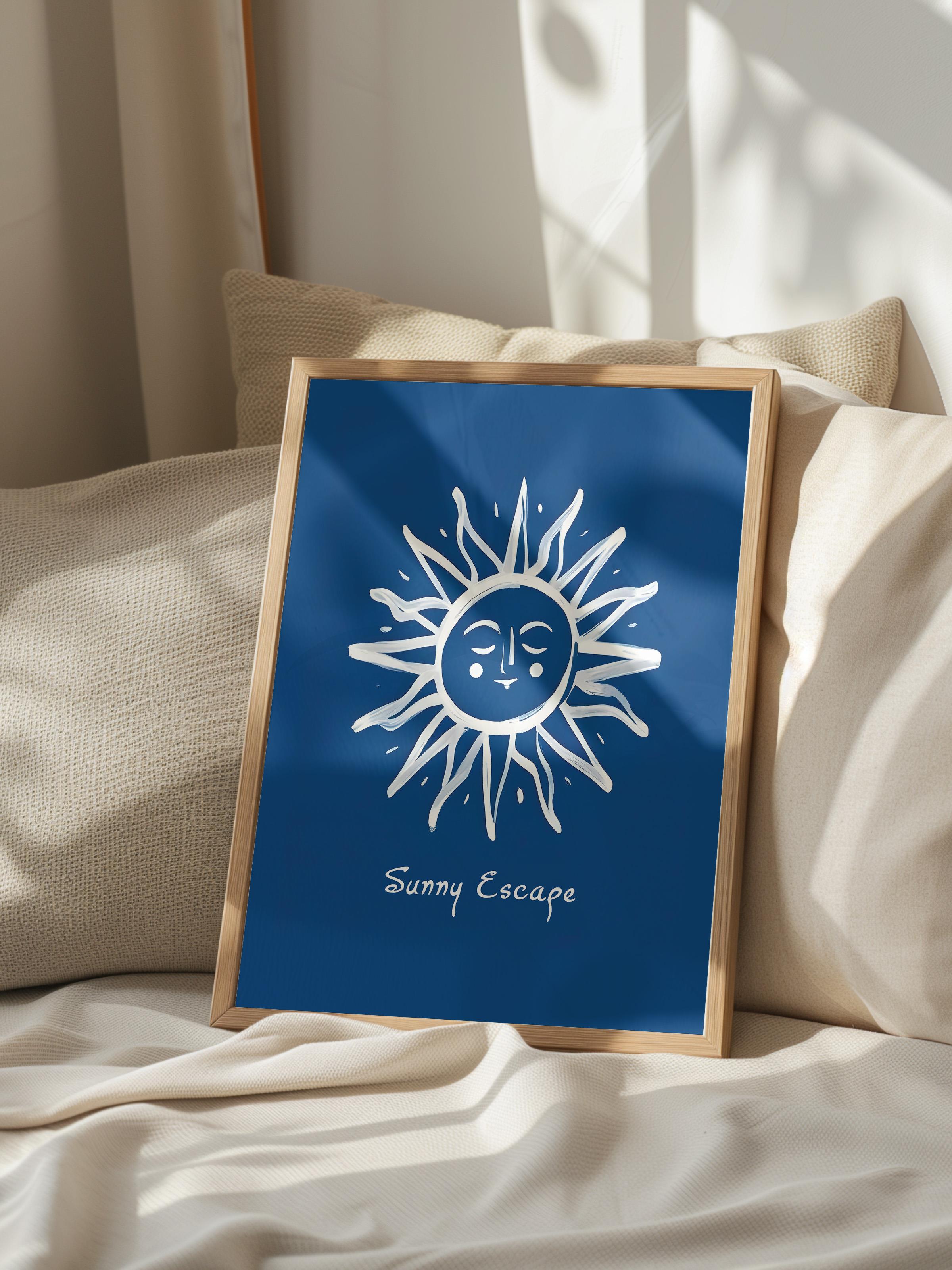 Sunny Escape  Çerçeveli Tablo, Ahşap Çerçeve ve Poster, Dikey Duvar Tablosu Comfort Serisi NO:108481