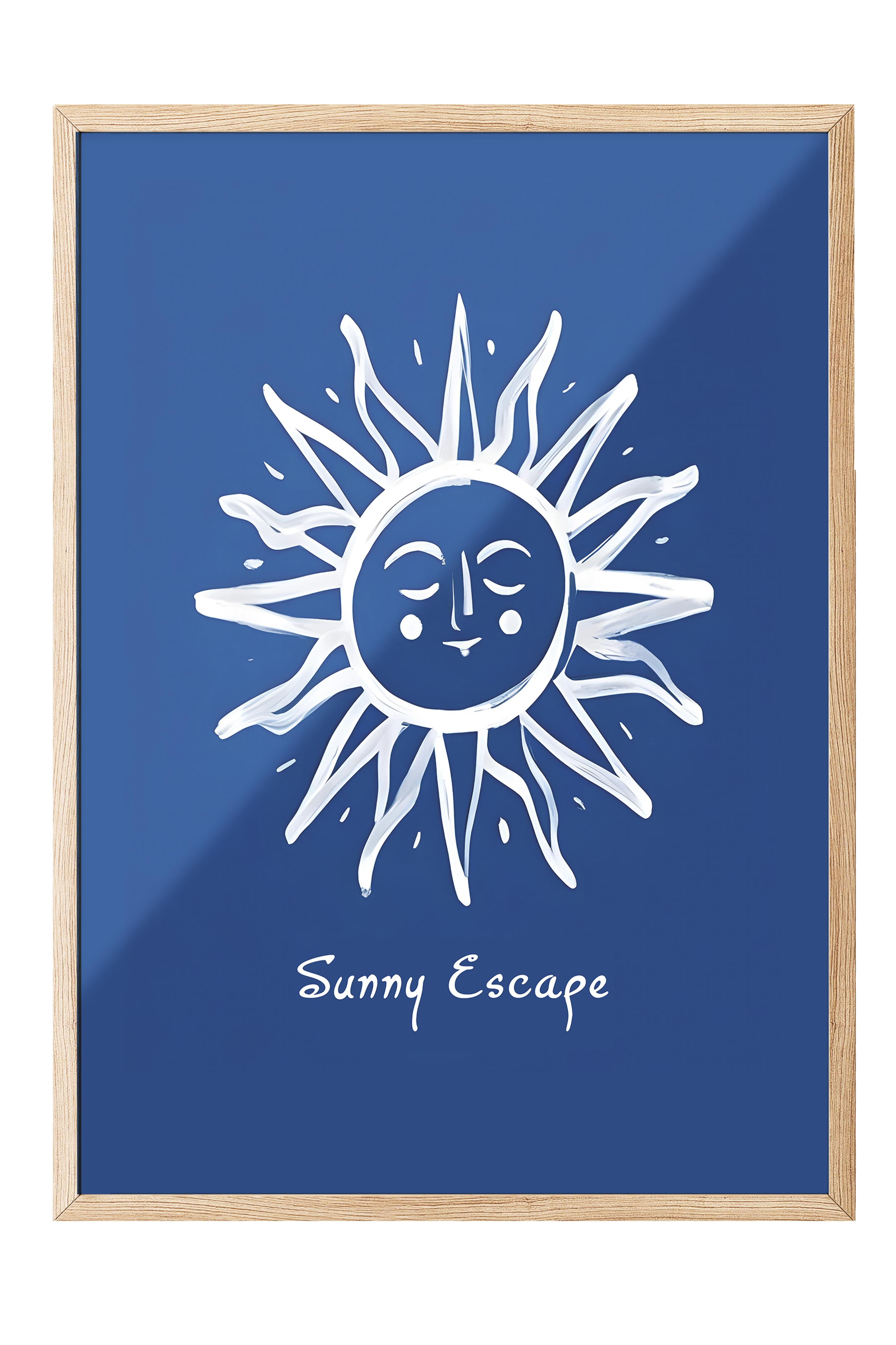 Sunny Escape  Çerçeveli Tablo, Ahşap Çerçeve ve Poster, Dikey Duvar Tablosu Comfort Serisi NO:108481