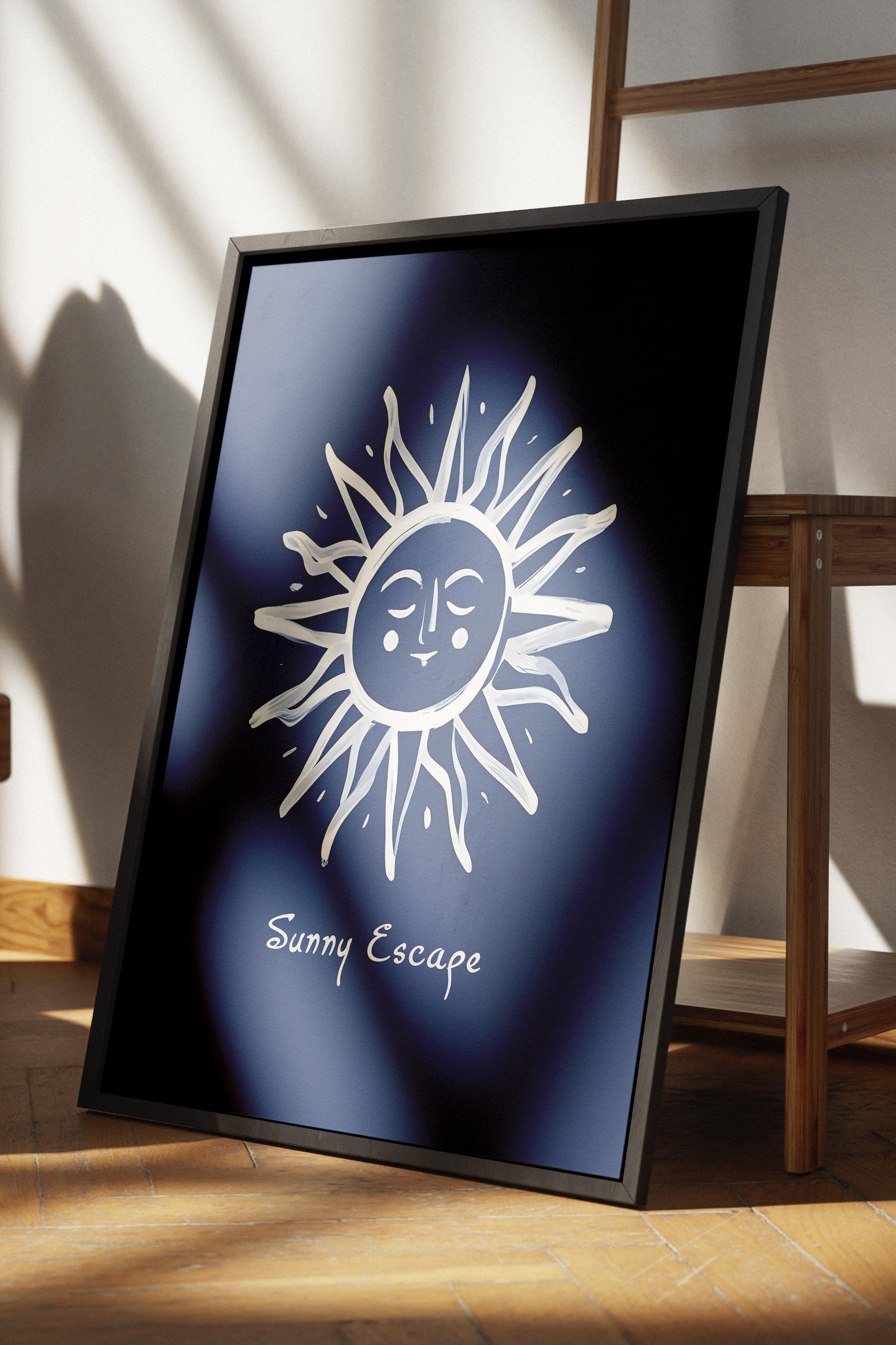 Sunny Escape  Çerçeveli Tablo, Siyah Çerçeve ve Poster, Dikey Duvar Tablosu Comfort Serisi NO:108481