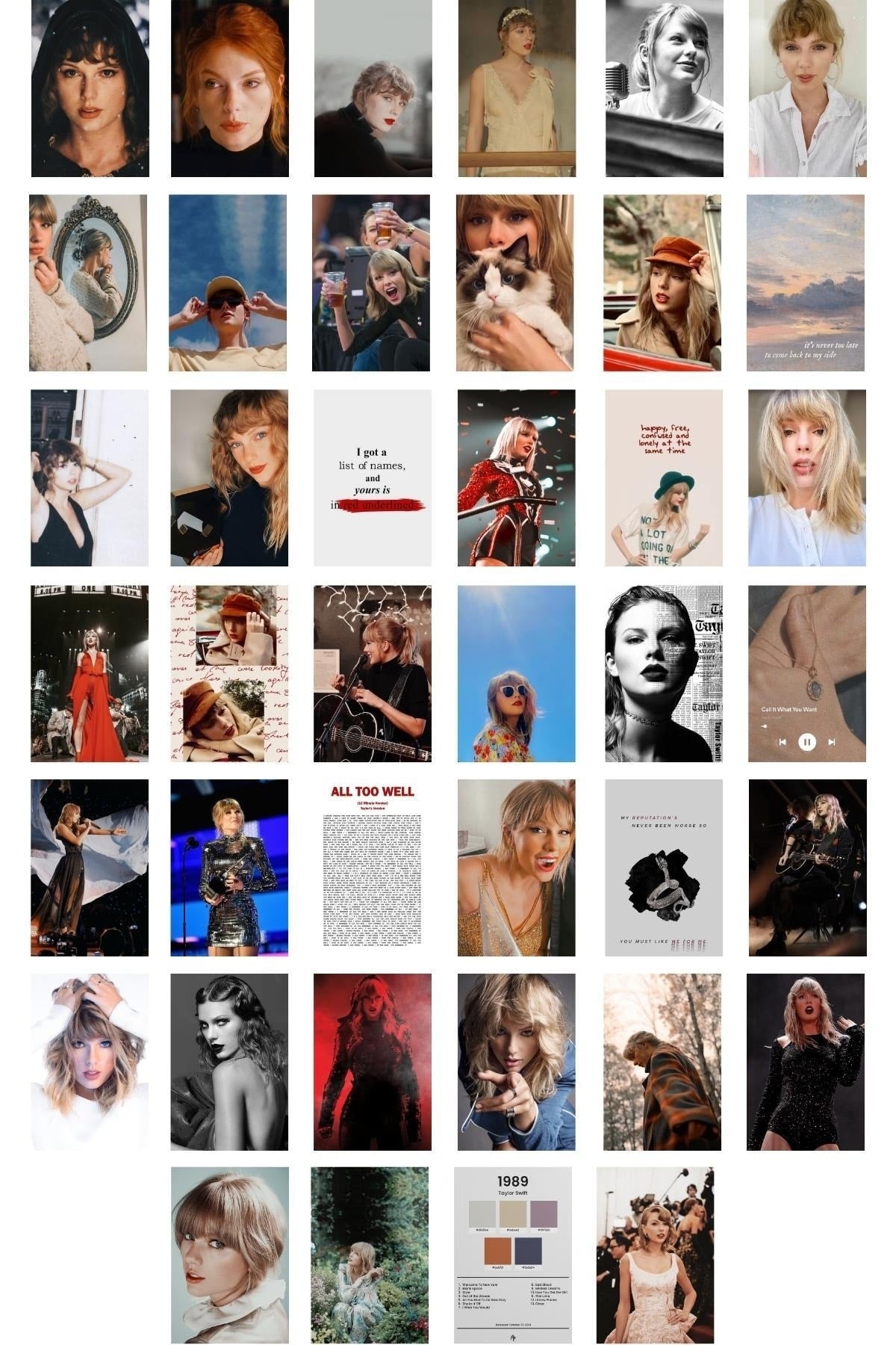 Taylor Swift Poster Seti, Taylor Swift Kolaj Seti, 10x15cm - 40 Adet Poster, Kutulu Set