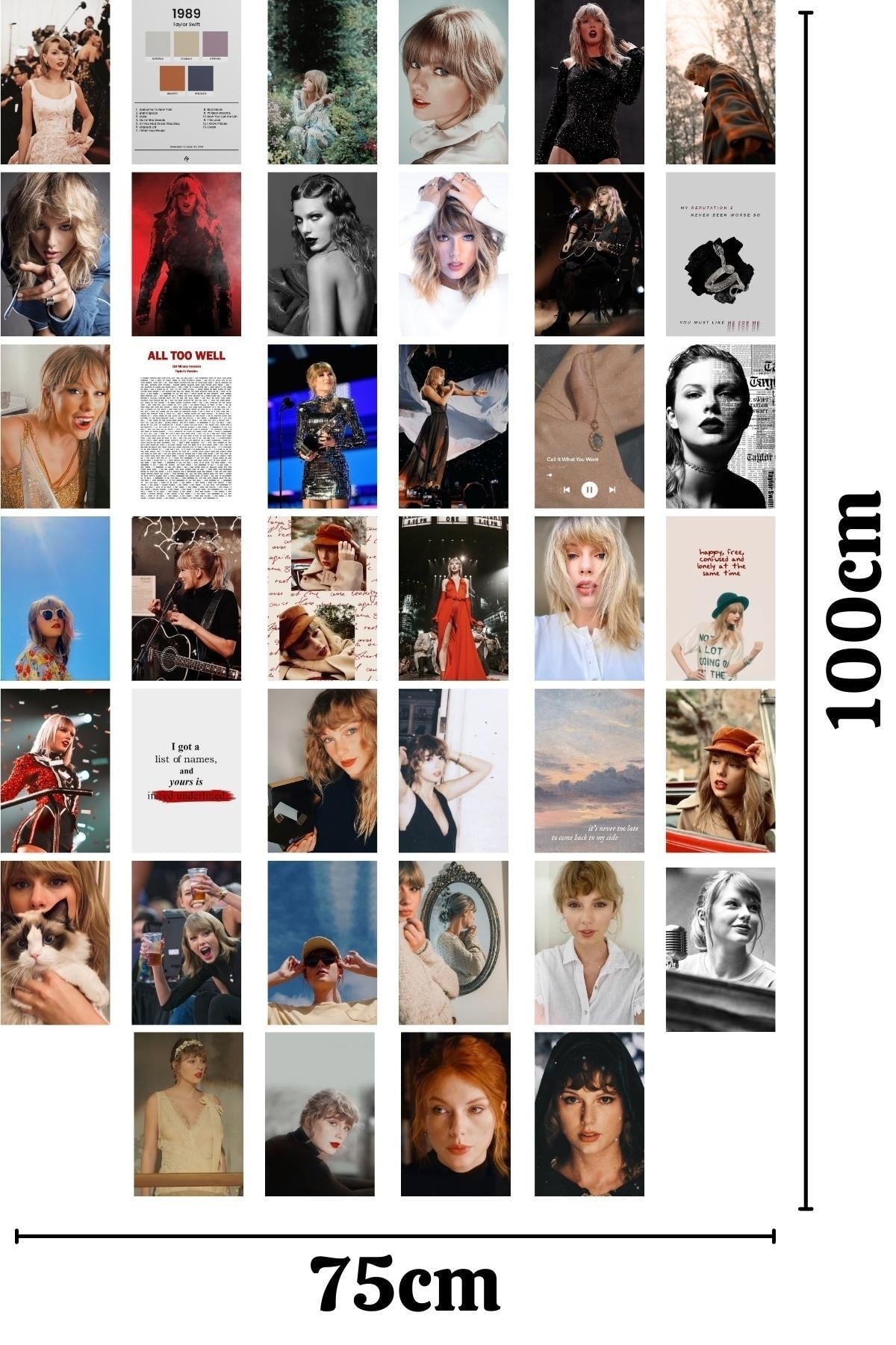 Taylor Swift Poster Seti, Taylor Swift Kolaj Seti, 10x15cm - 40 Adet Poster, Kutulu Set