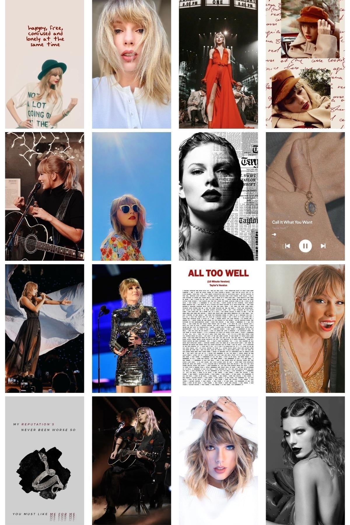 Taylor Swift Poster Seti, Taylor Swift Kolaj Seti, 10x15cm - 40 Adet Poster, Kutulu Set