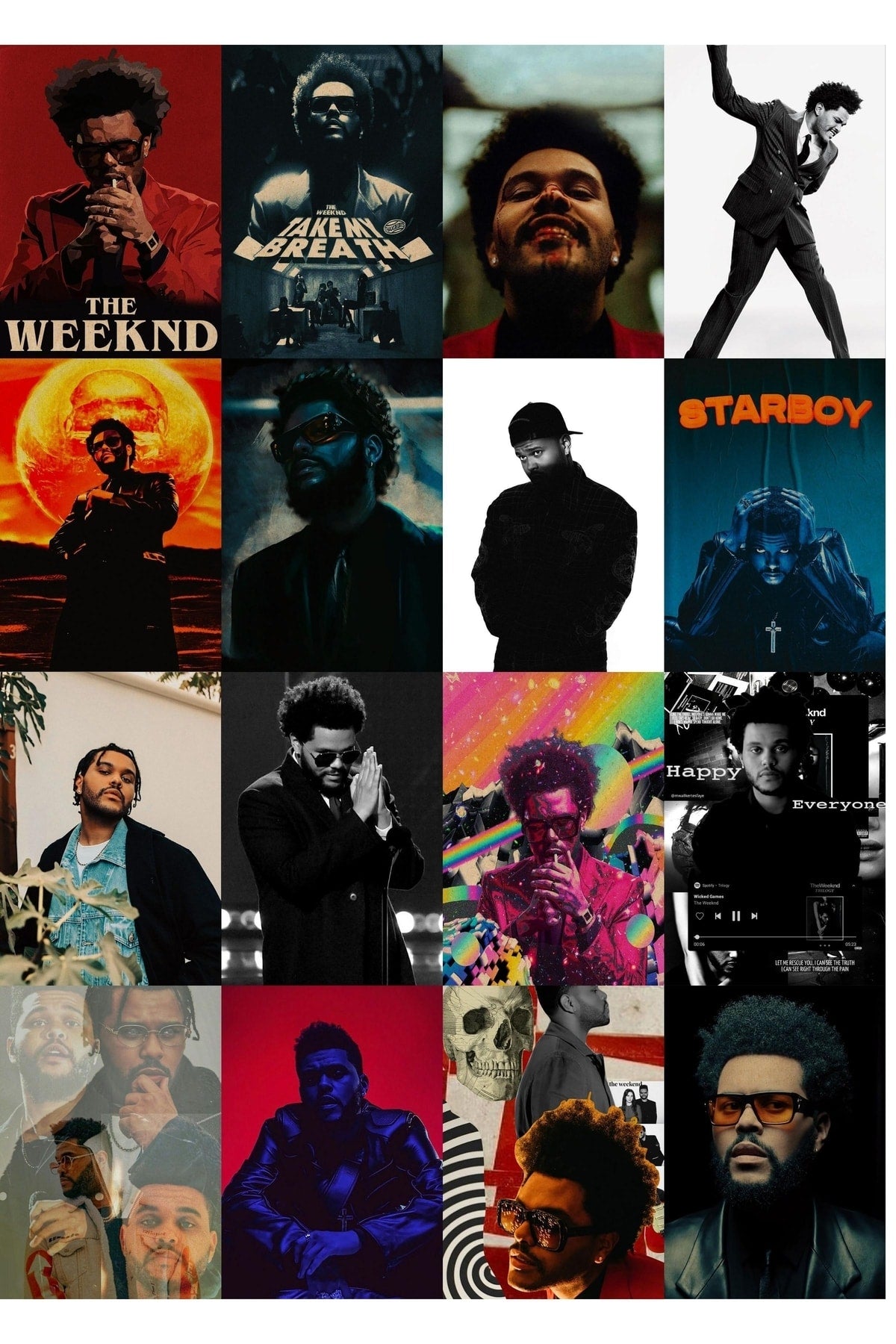 The Weeknd Poster Kolaj Seti - Duvar Posteri - Sticker Bant Hediyeli - 50 Adet - 10*15 Cm