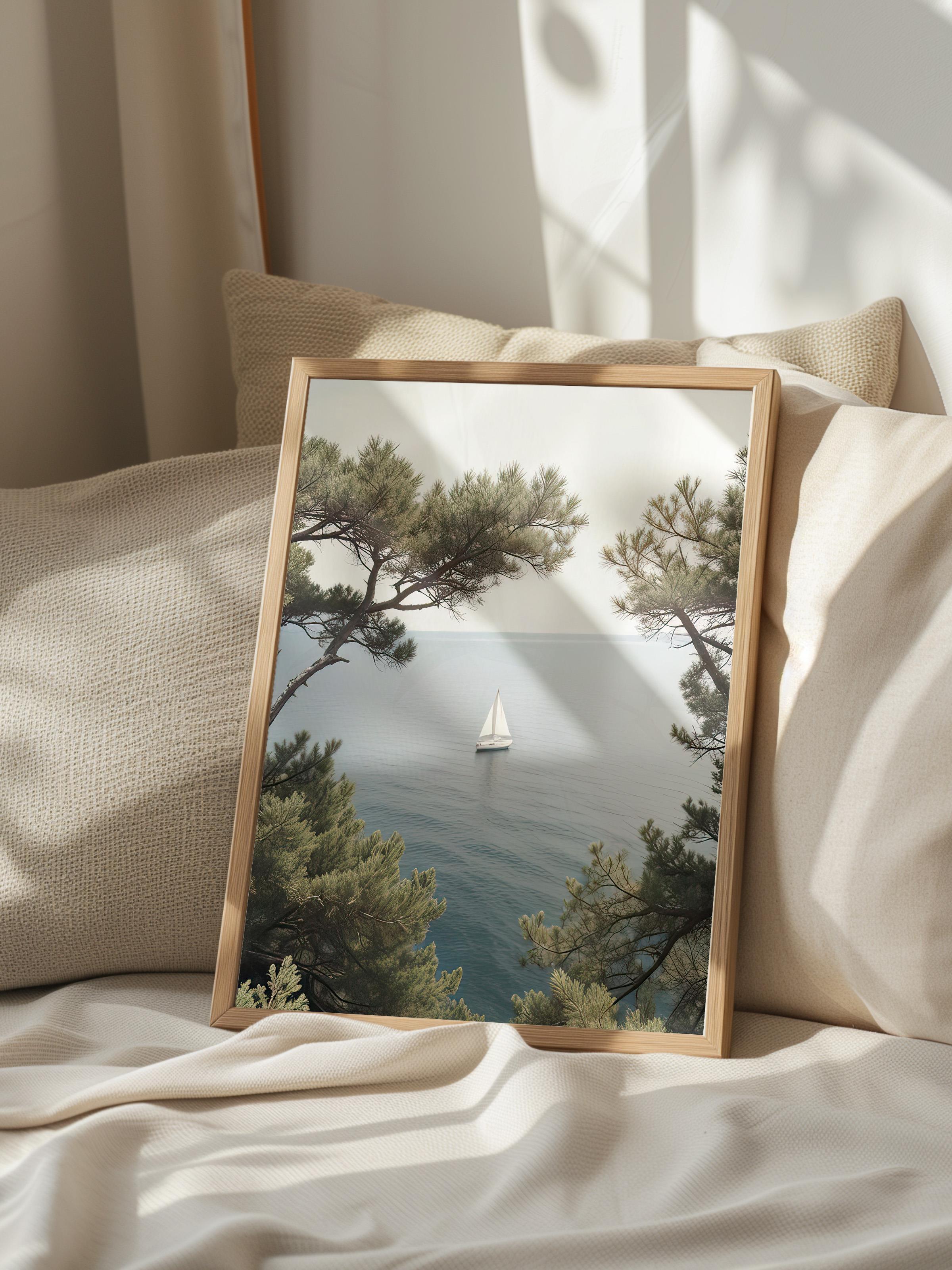 Tuscany Boat Çerçeveli Tablo, Ahşap Çerçeve ve Poster, Dikey Duvar Tablosu Comfort Serisi NO:108321