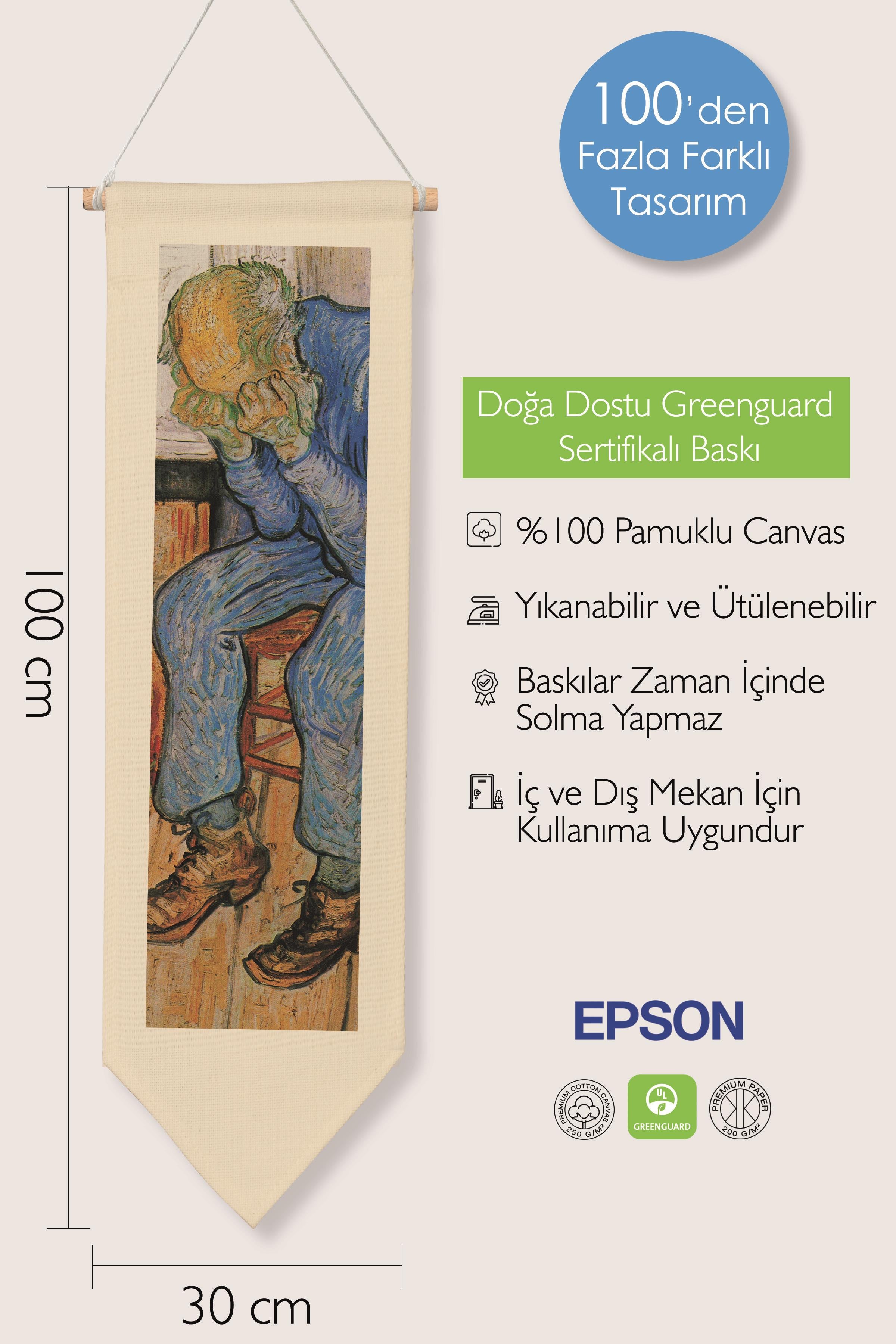 Van Gogh Duvar Halısı, Sanat Serisi Dekor, 100cm Kanvas Flama Askılı Duvar Örtüsü NO:738