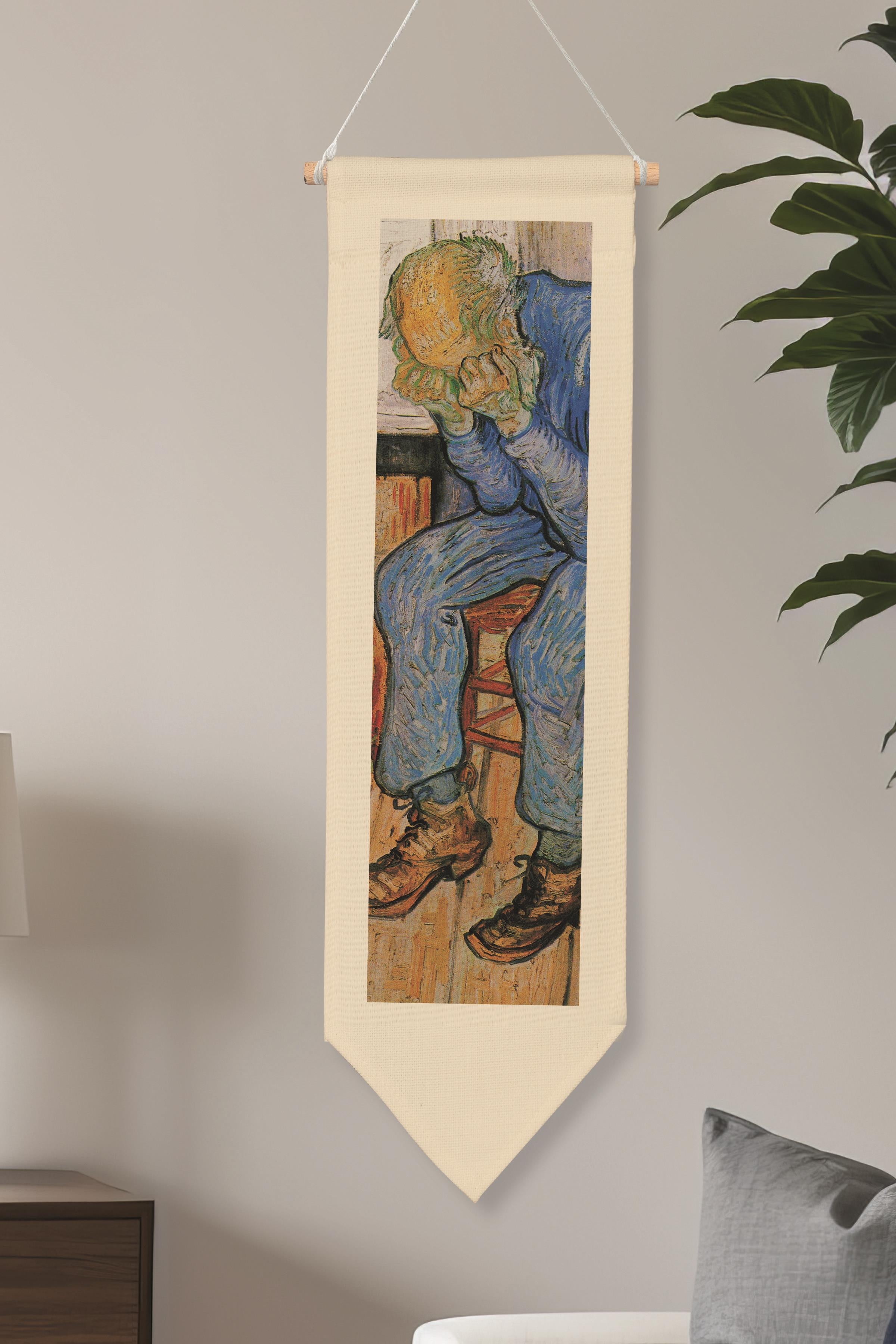 Van Gogh Duvar Halısı, Sanat Serisi Dekor, 100cm Kanvas Flama Askılı Duvar Örtüsü NO:738