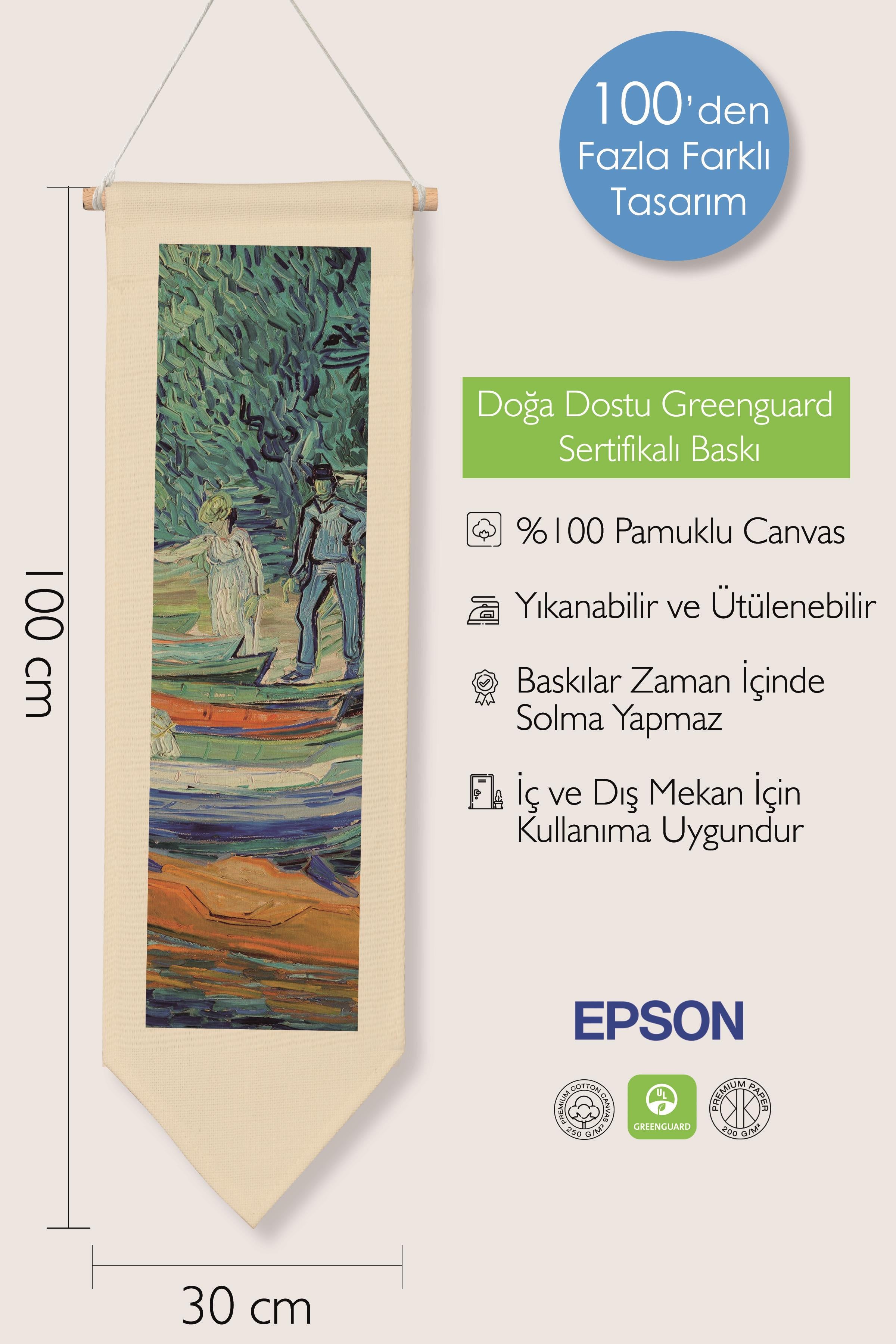 Van Gogh Duvar Halısı, Sanat Serisi Dekor, 100cm Kanvas Flama Askılı Duvar Örtüsü NO:741