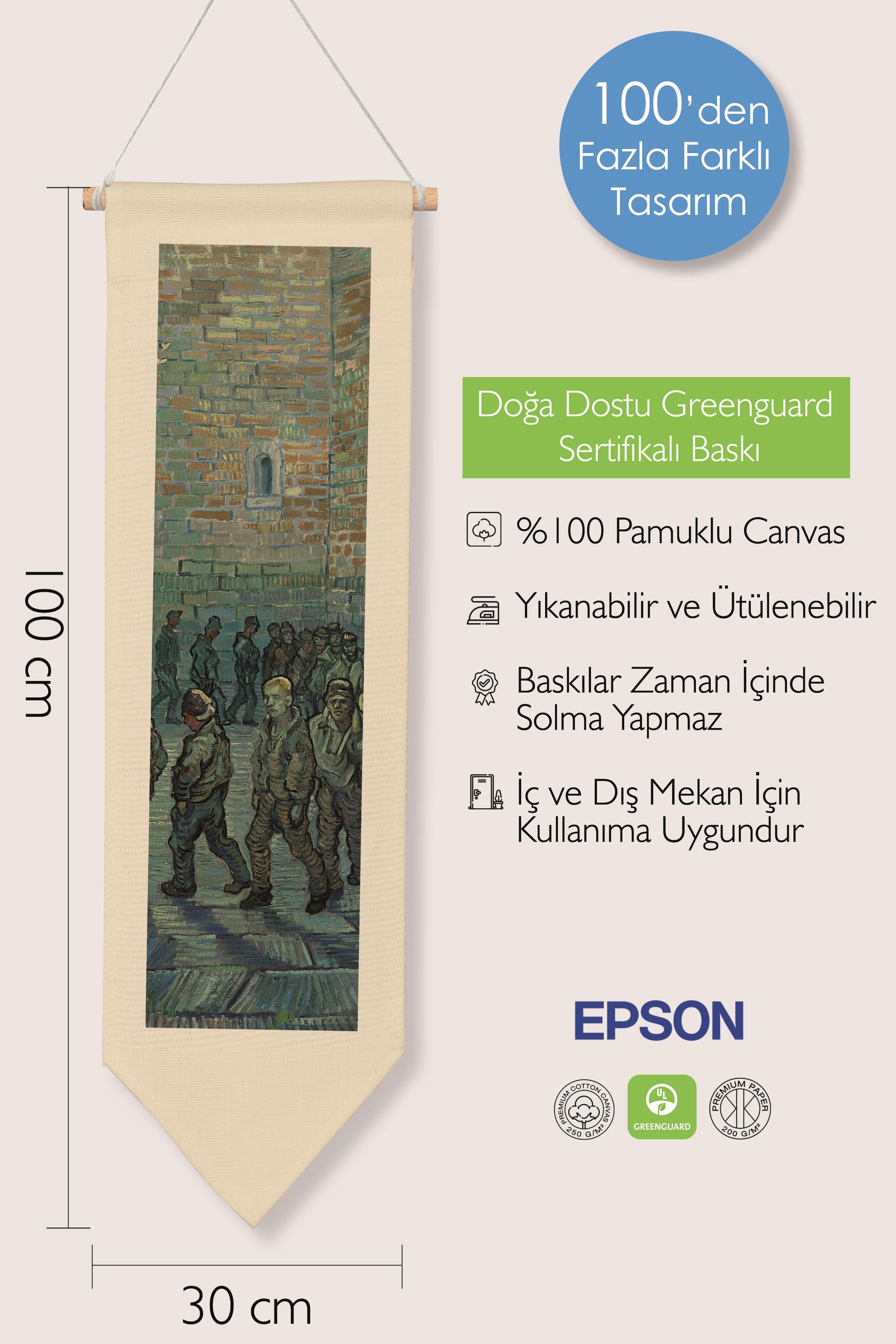 Van Gogh Duvar Halısı, Sanat Serisi Dekor, 100cm Kanvas Flama Askılı Duvar Örtüsü NO:743