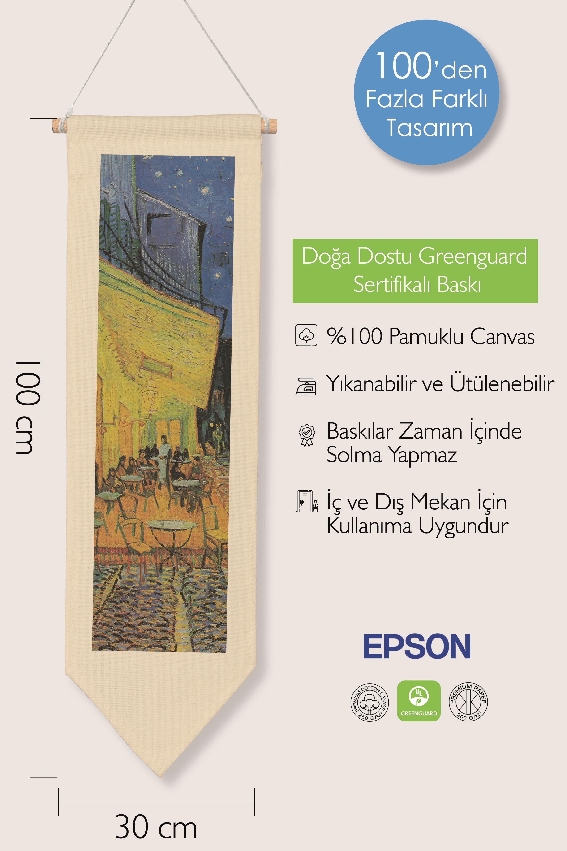 Van Gogh Duvar Halısı, Sanat Serisi Dekor, 100cm Kanvas Flama Askılı Duvar Örtüsü NO:750