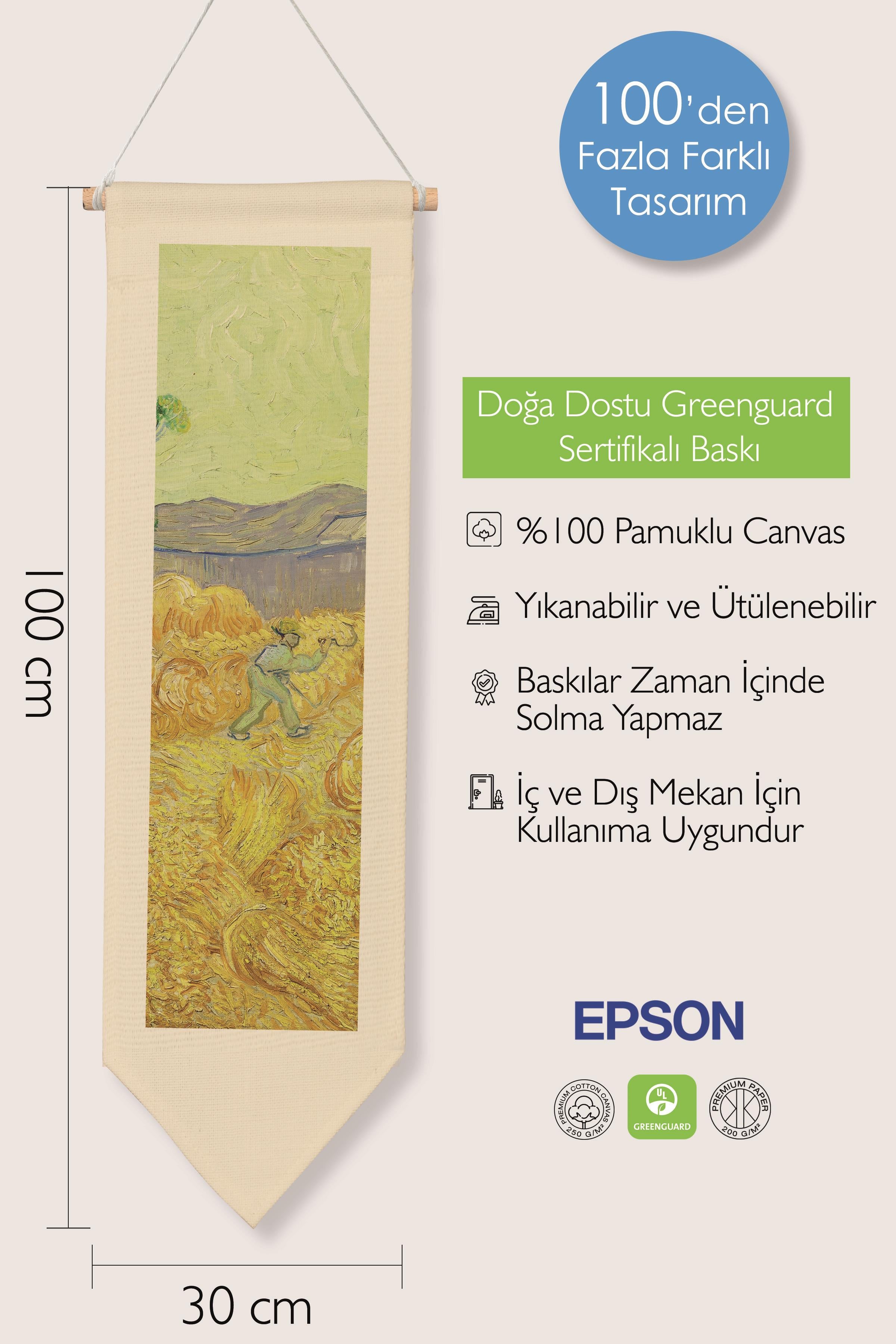 Van Gogh Duvar Halısı, Sanat Serisi Dekor, 100cm Kanvas Flama Askılı Duvar Örtüsü NO:754