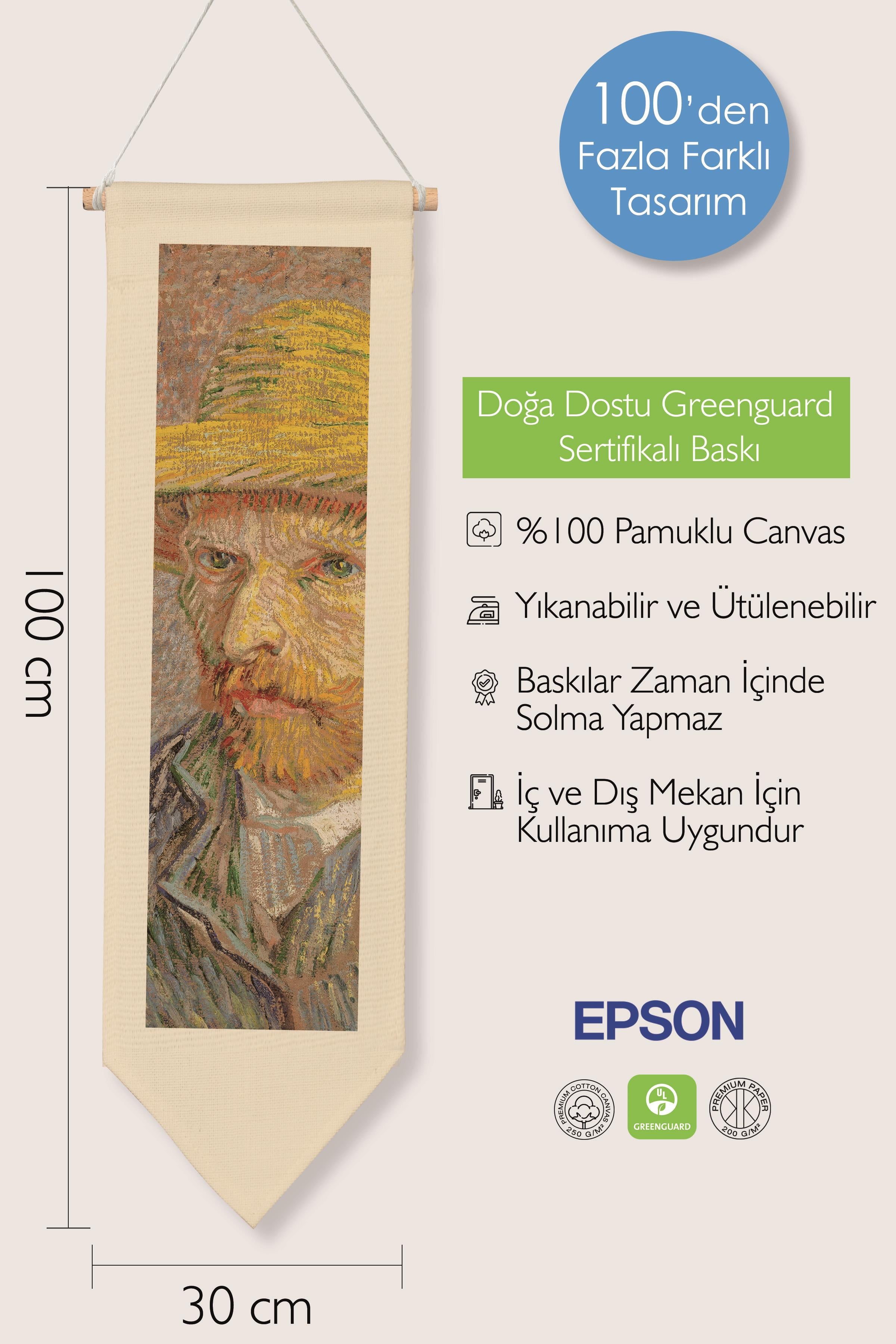 Van Gogh Duvar Halısı, Sanat Serisi Dekor, 100cm Kanvas Flama Askılı Duvar Örtüsü NO:757