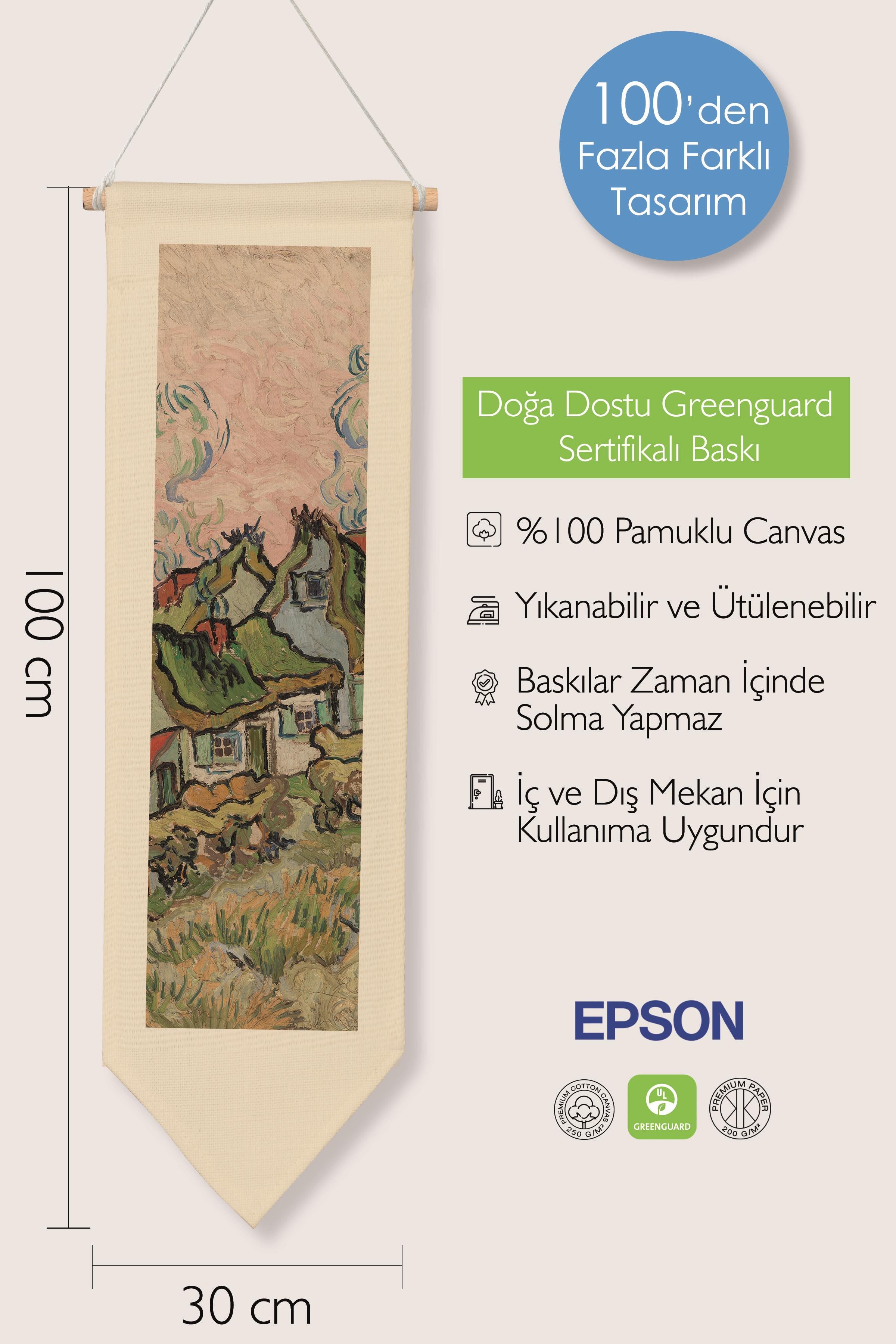 Van Gogh Duvar Halısı, Sanat Serisi Dekor, 100cm Kanvas Flama Askılı Duvar Örtüsü NO:759