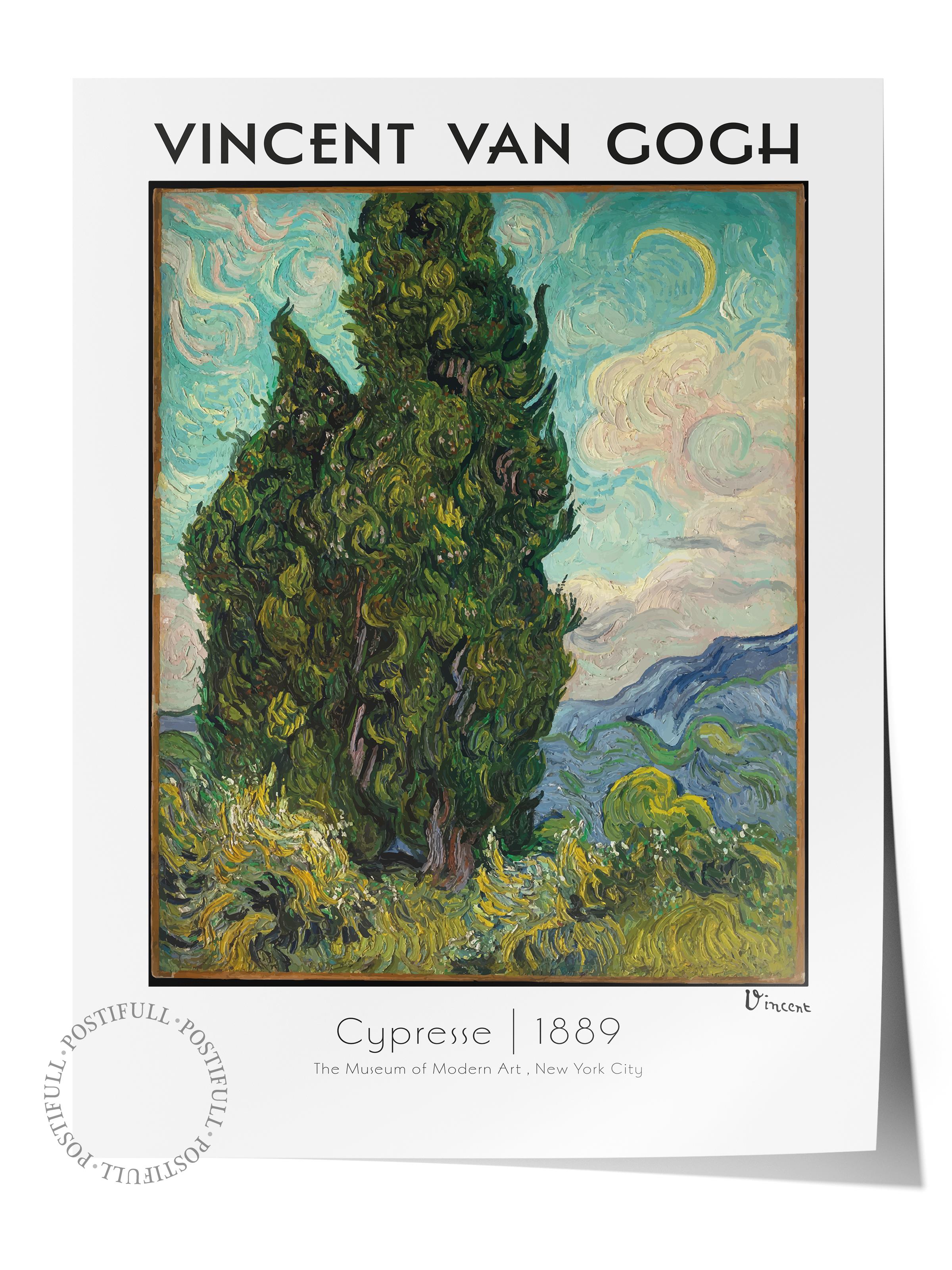 Van Gogh Duvar Posteri - Cypresses - Sanat Serisi Posterleri - Kalın Kağıt, Çerçevesiz