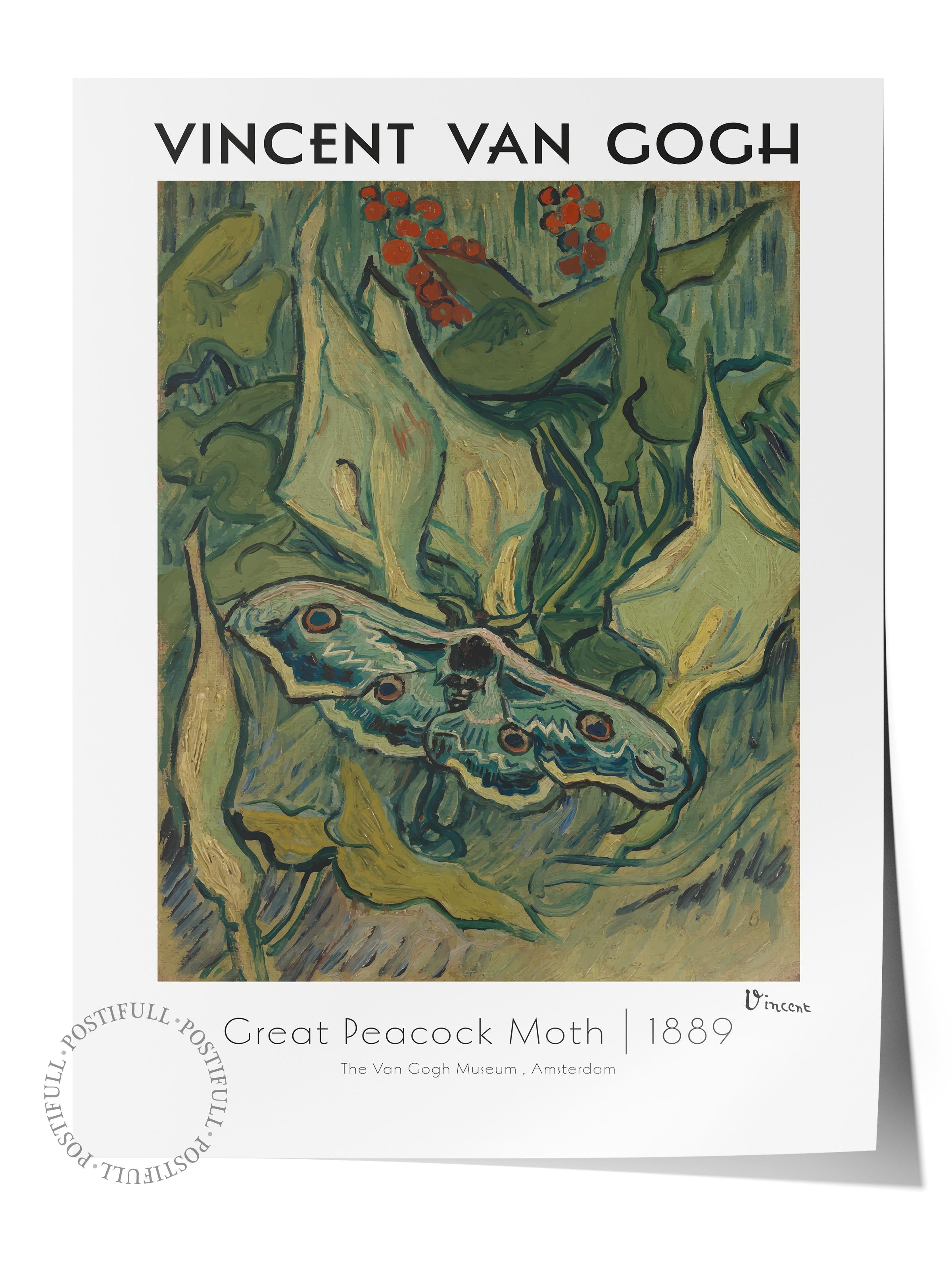 Van Gogh Duvar Posteri - Great Peacock Moth- Sanat Serisi Posterleri - Kalın Kağıt, Çerçevesiz