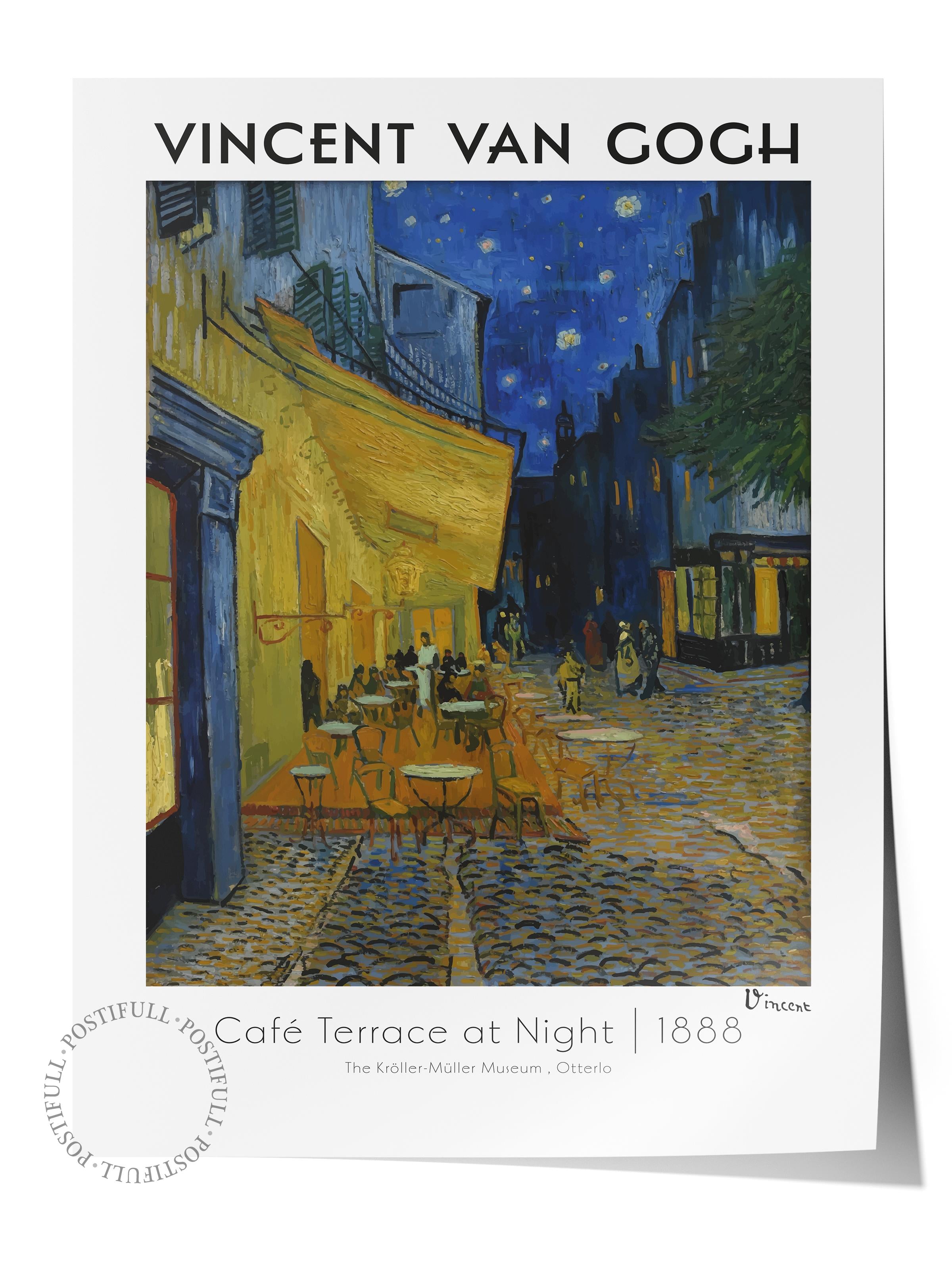 Van Gogh Duvar Posteri - Kafe Terasta Gece- Café Terrace At Night - Sanat Posterleri-çerçevesiz