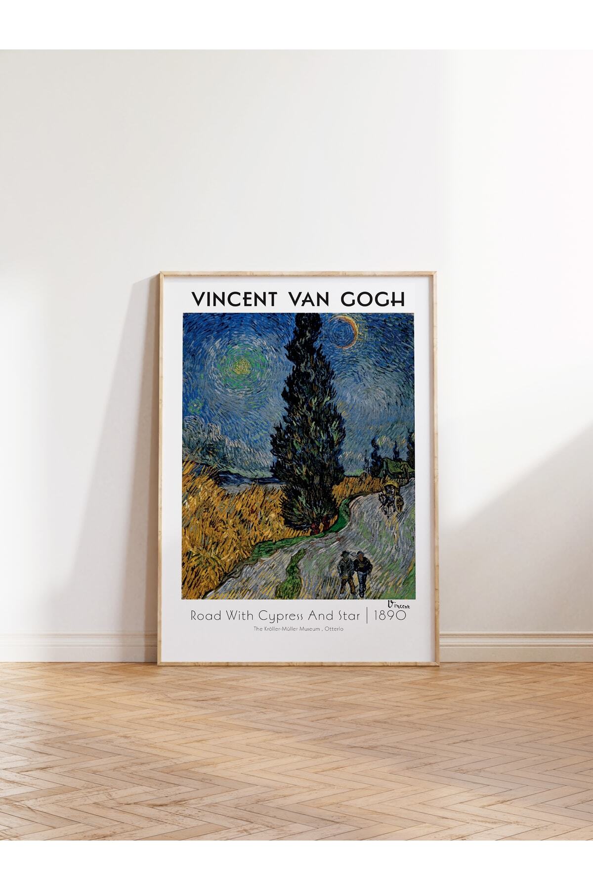 Van Gogh Duvar Posteri -selvili Ve Yıldızlı Yol-road With Cypress And Star-sanat -çerçevesiz