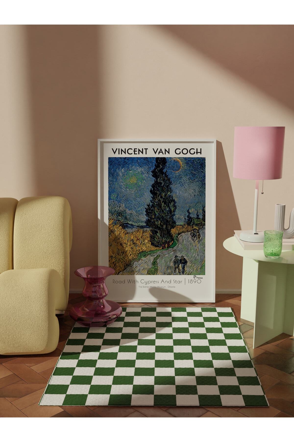 Van Gogh Duvar Posteri -selvili Ve Yıldızlı Yol-road With Cypress And Star-sanat -çerçevesiz