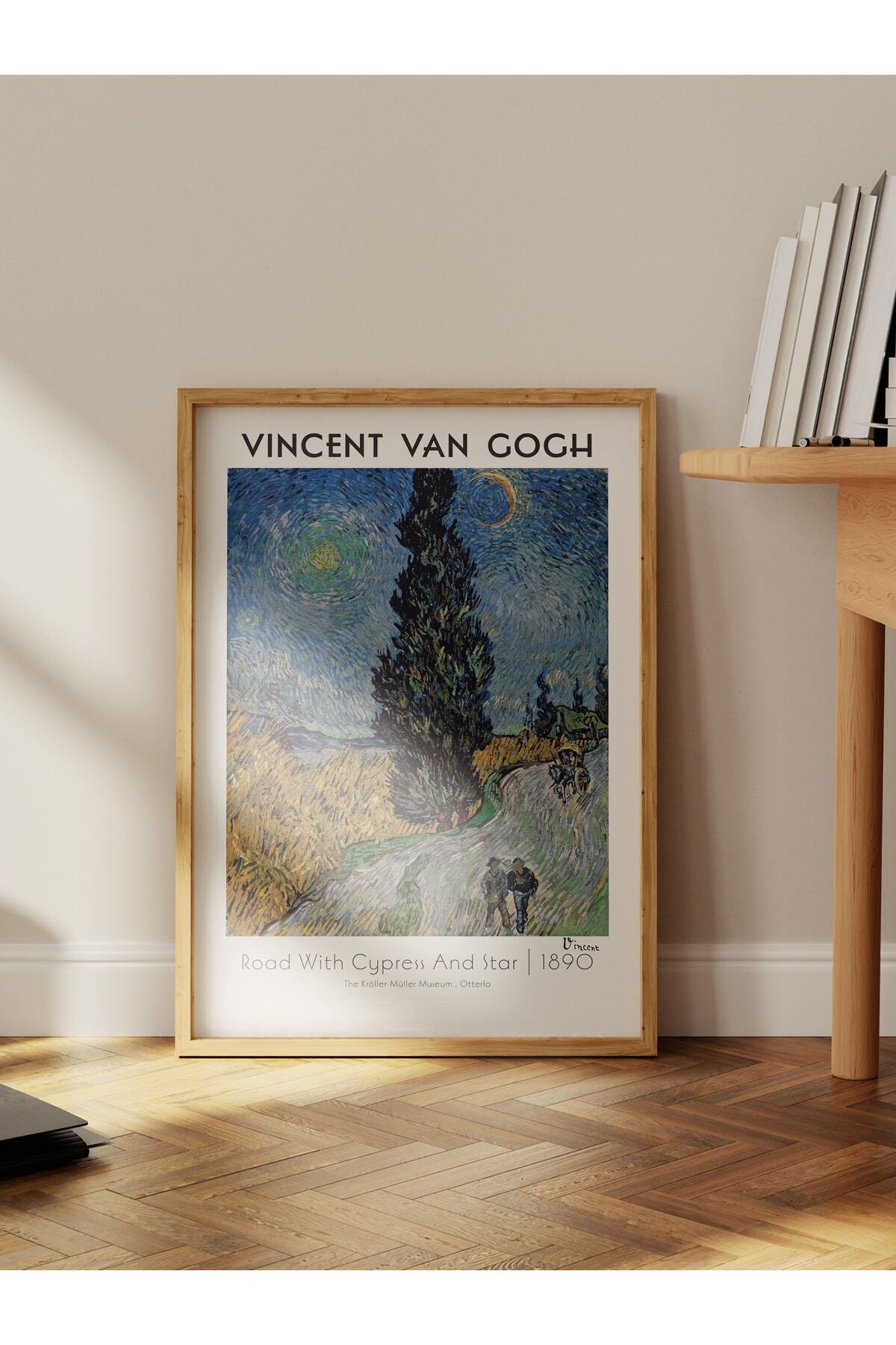 Van Gogh Duvar Posteri -selvili Ve Yıldızlı Yol-road With Cypress And Star-sanat -çerçevesiz